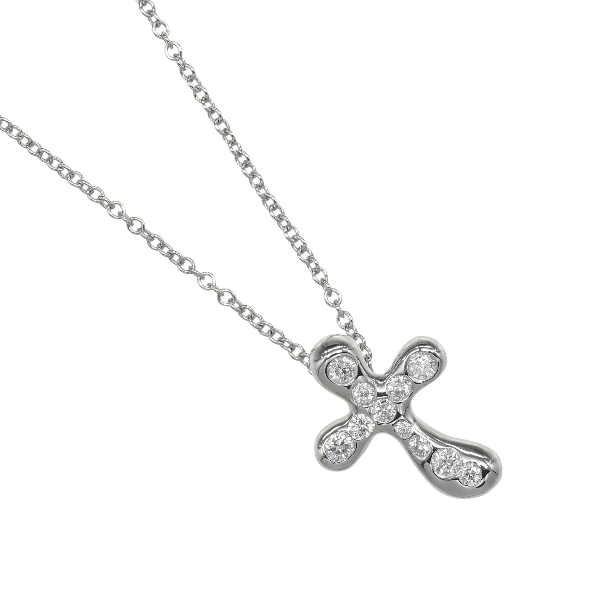 Tiffany & Co. Dots Cross Necklace in Pt950 Platinum with Diamonds, Approx. 4.1g