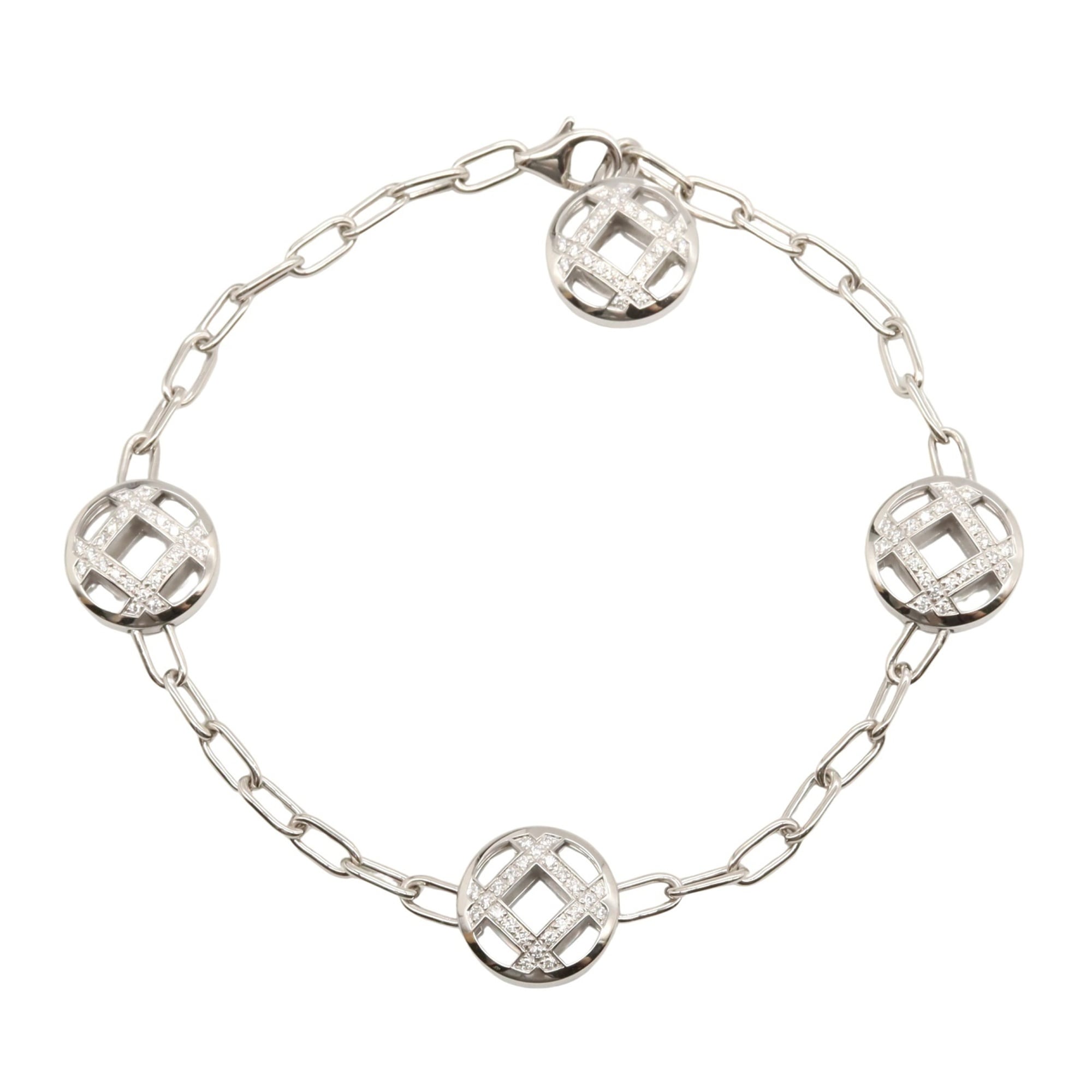 Cartier Pasha Grid Chain Diamond Bracelet in 18K White Gold with Diamonds, Clear.