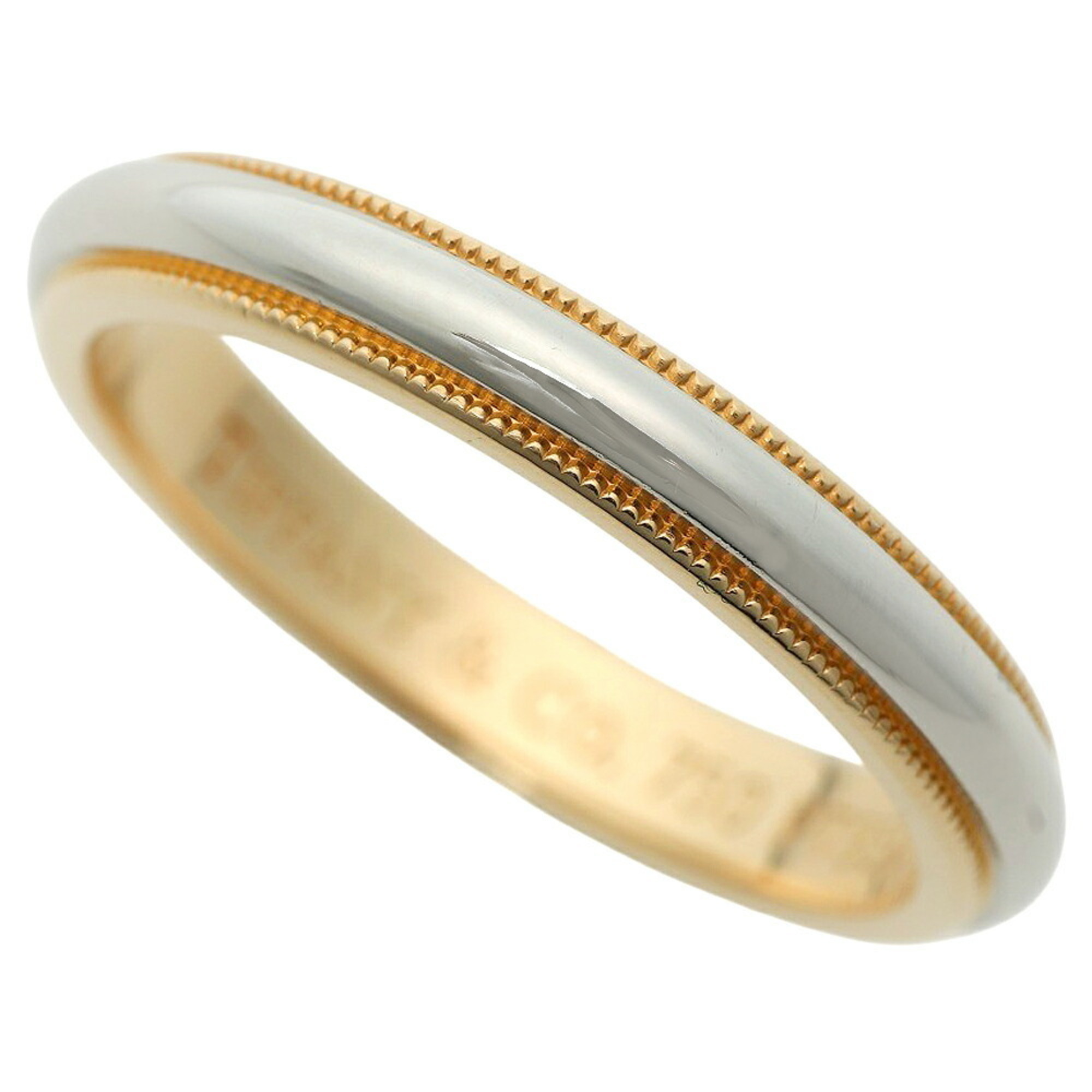 Like New Tiffany & Co. Milgrain Classic Ring, Approx. 6.1g, 18K Yellow Gold and Platinum (Pt950), Si