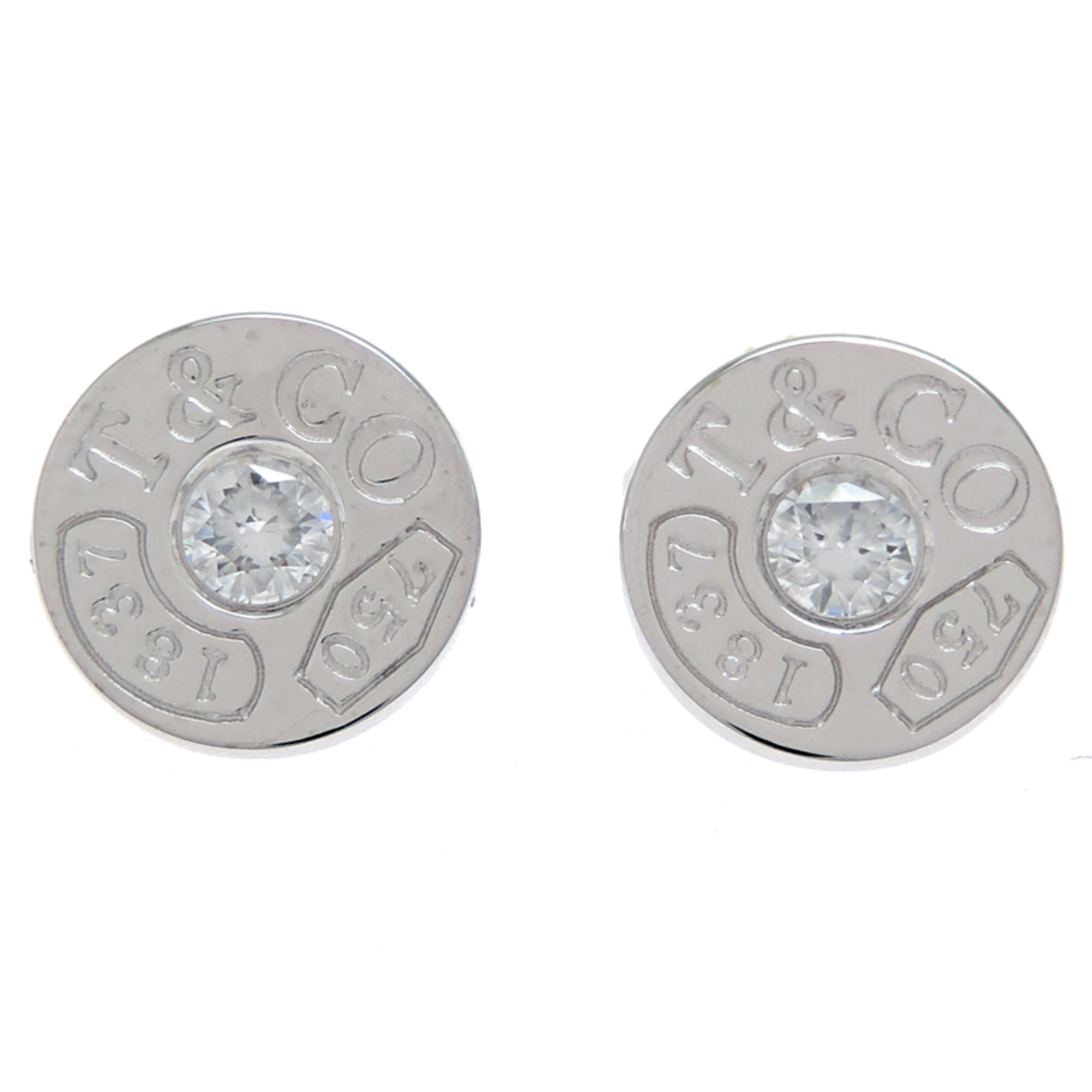 Tiffany & Co. 1837 Circle Diamond Earrings for Women and Men, 33285663, 750 White Gold