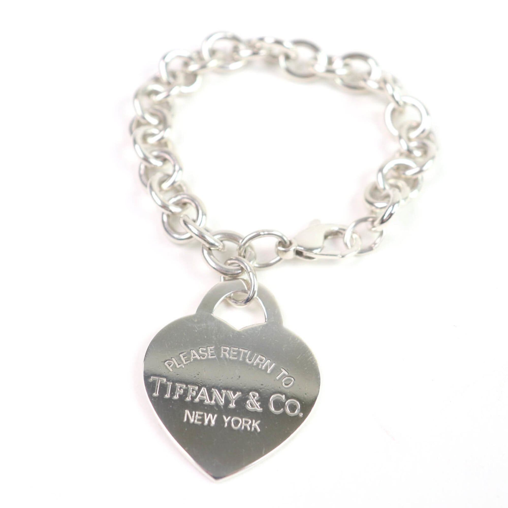 TIFFANY & Co. Return to Tiffany 925 Large Heart Tag Bracelet, Silver, 42.78g, Women\'s