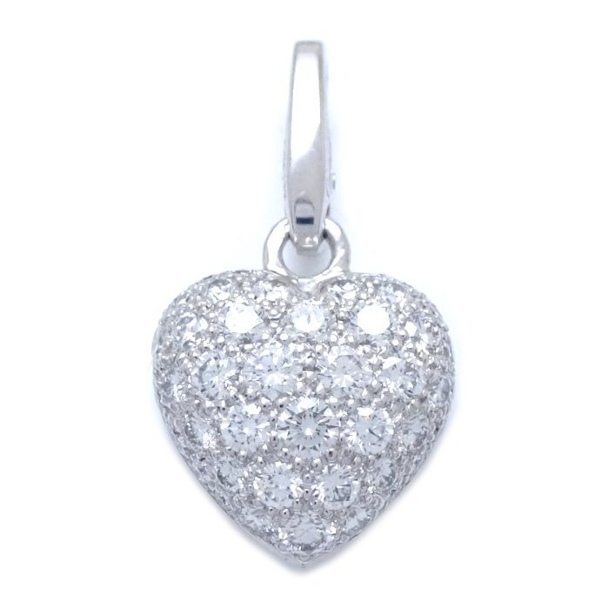 CARTIER Heart PavŽ Diamond Charm Pendant Top K18WG White Gold 293414