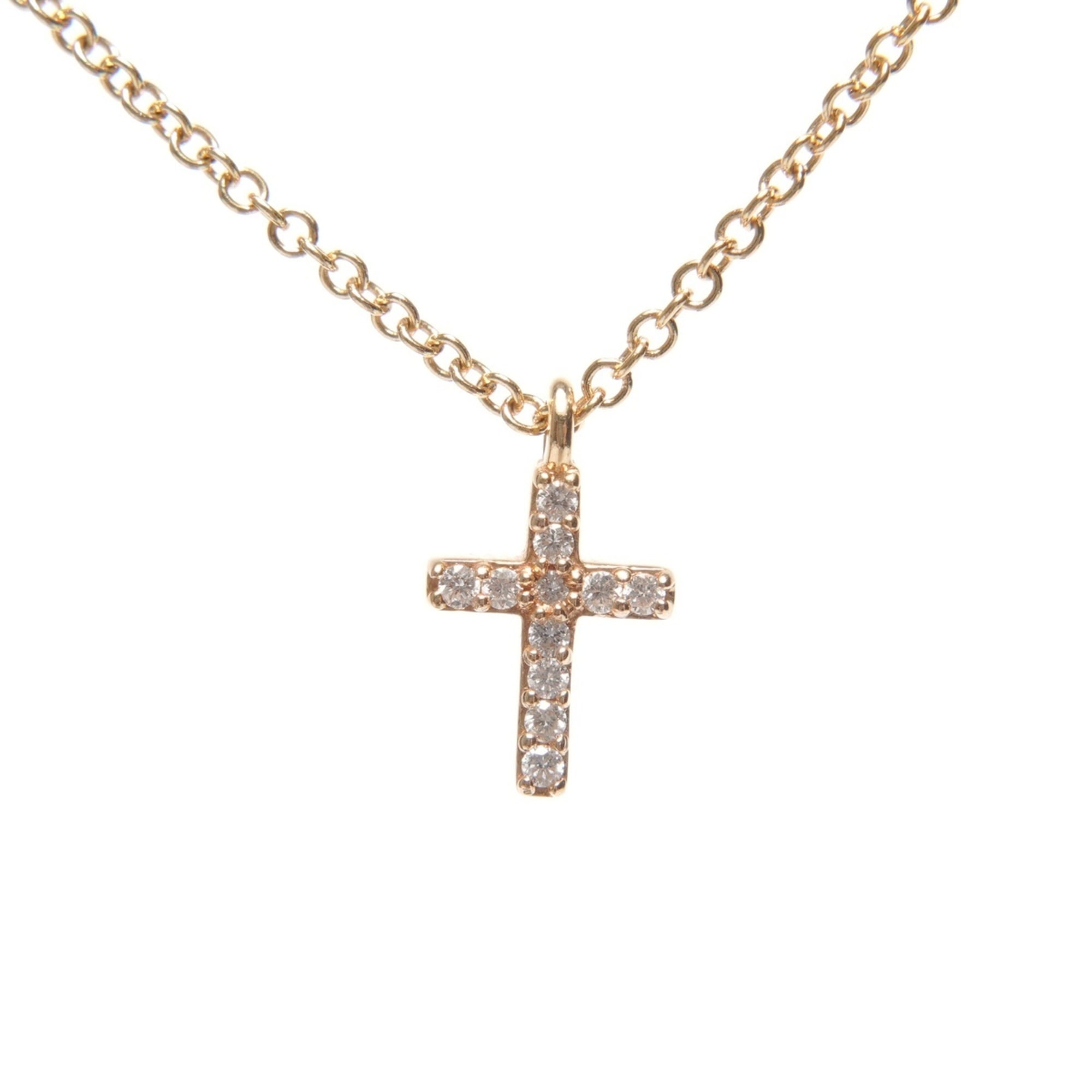Tiffany & Co. Metro Cross Mini Diamond Necklace in 18K Gold (750) WS25673