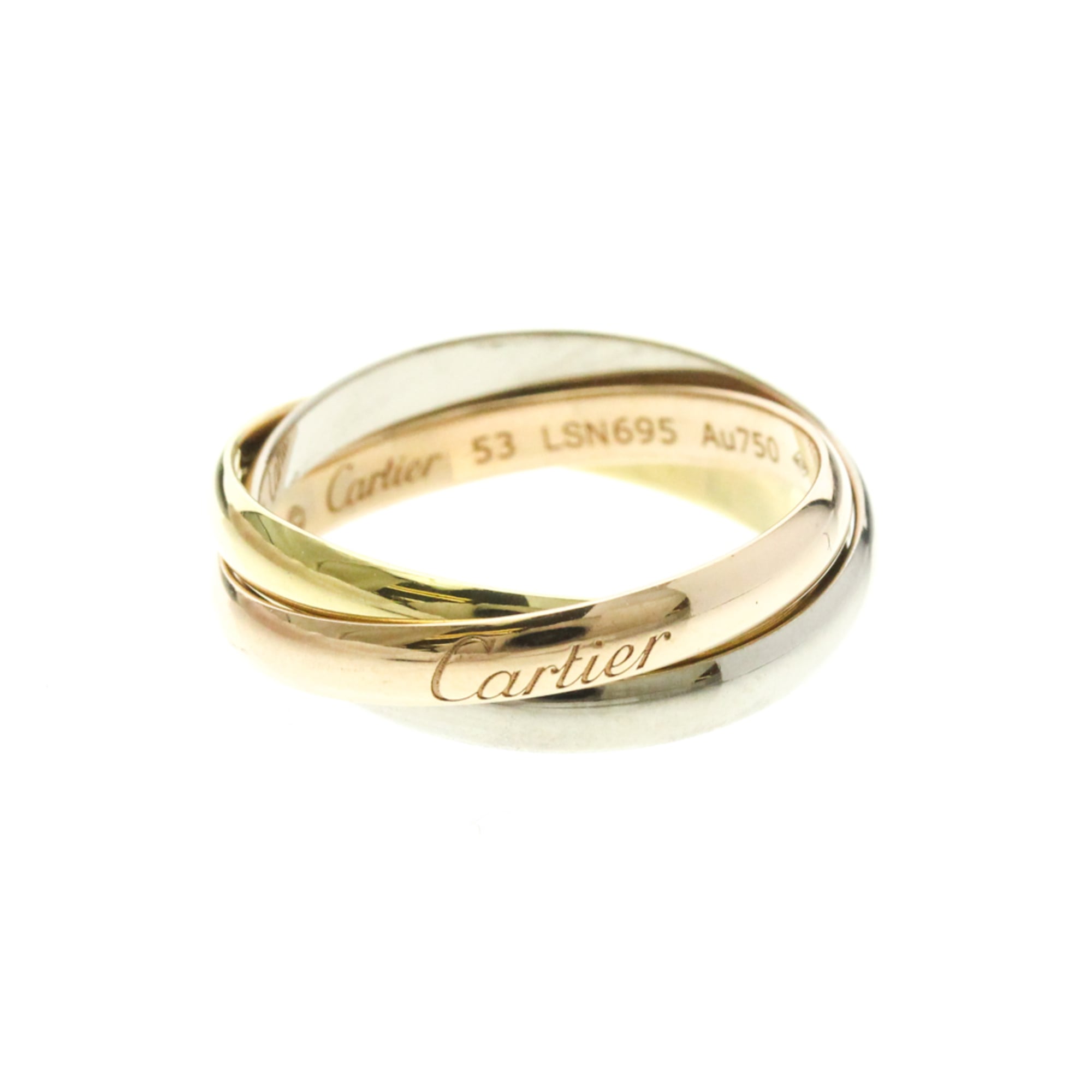 Cartier Trinity Yellow Gold (18K),Pink Gold (18K),White Gold (18K) Fashion No Stone Band Ring Gold