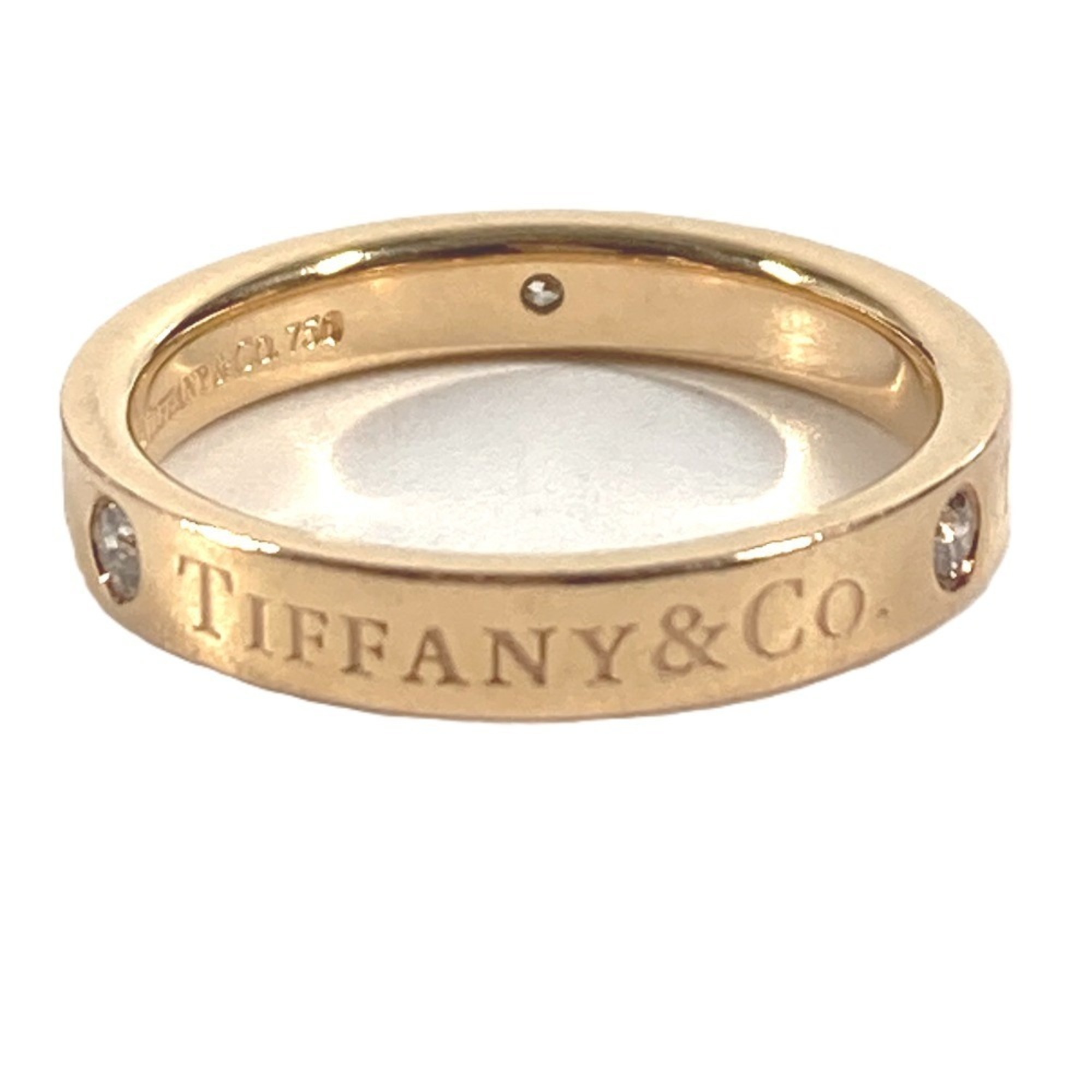 TIFFANY&Co. Tiffany & Co. 18K Gold Flat Band Diamond Ring (3 Diamonds) - Women\'s Yellow (YG750)
