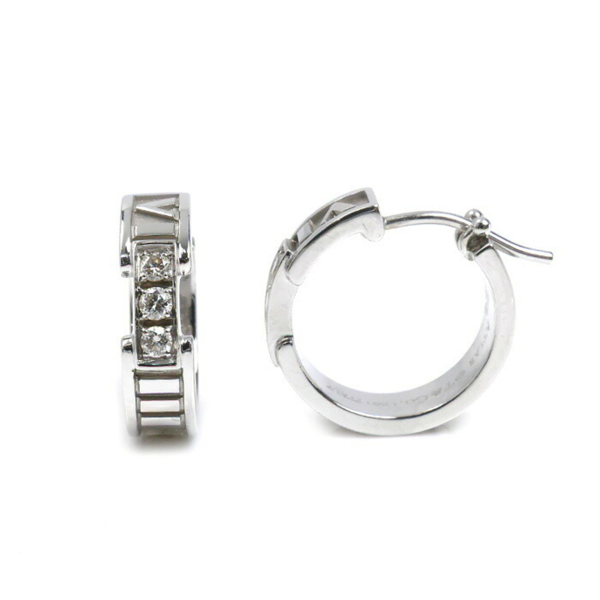 TIFFANY & Co. Tiffany 18KWG White Gold Atlas Diamond Earrings with Diamonds, 5.9g, Women\'s