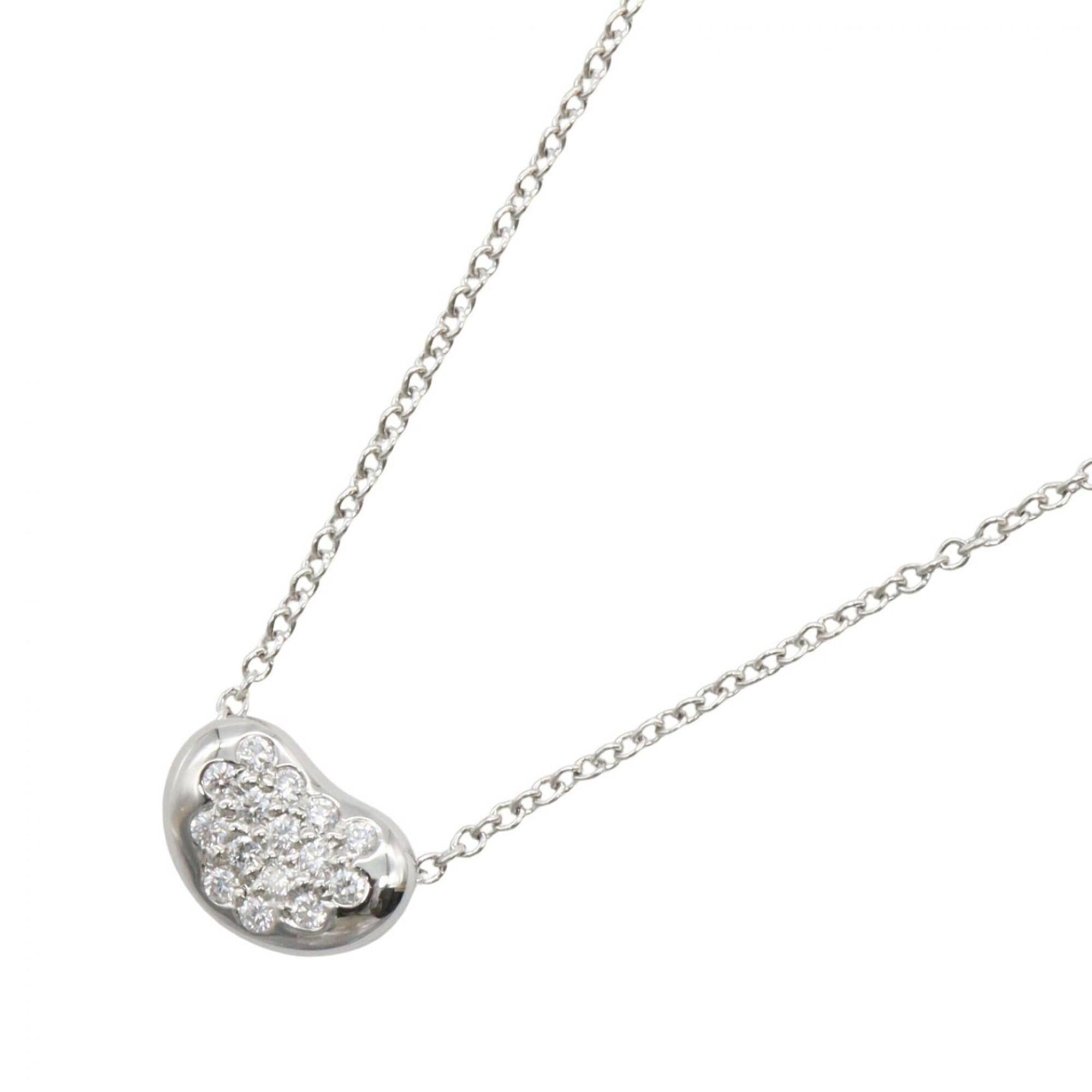 Tiffany & Co. Bean Diamond Necklace, Platinum (Pt950), Women\'s, Silver/Clear Tone.