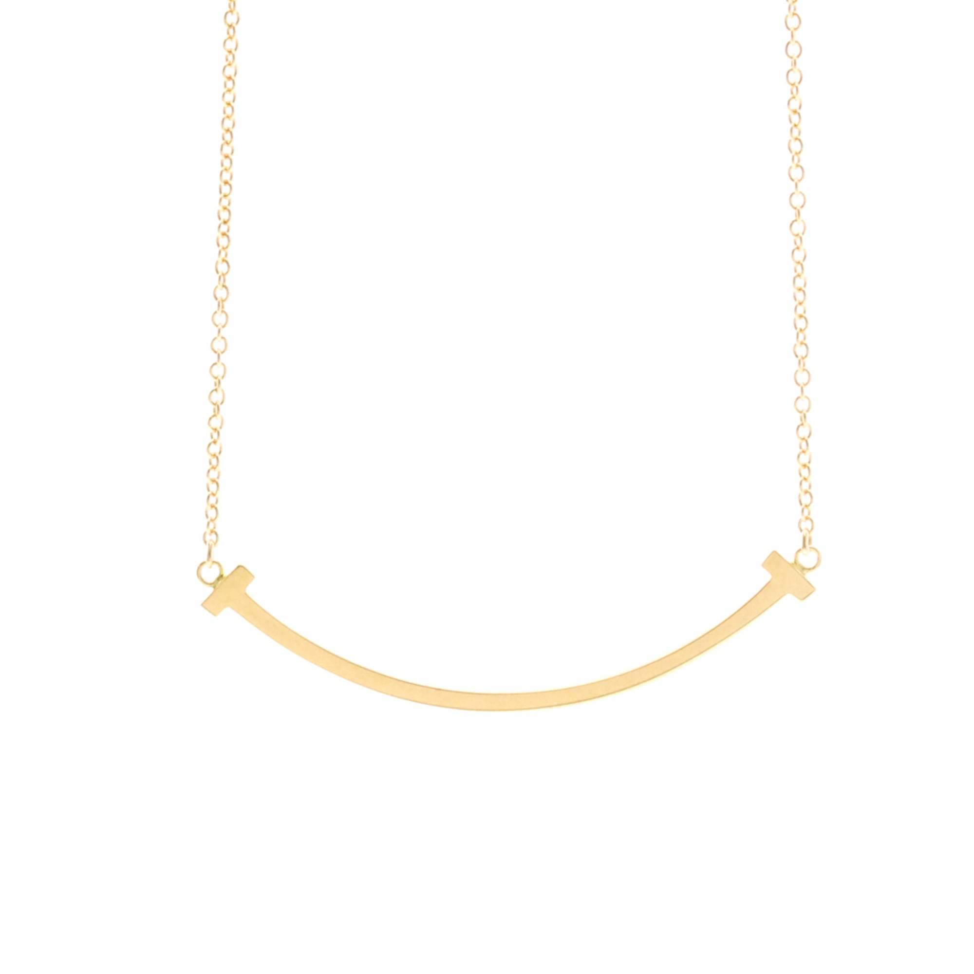 Tiffany Tiffany T Smile Small Size Necklace Pink Gold (18K) No Stone Men,Women Fashion Pendant Neckl