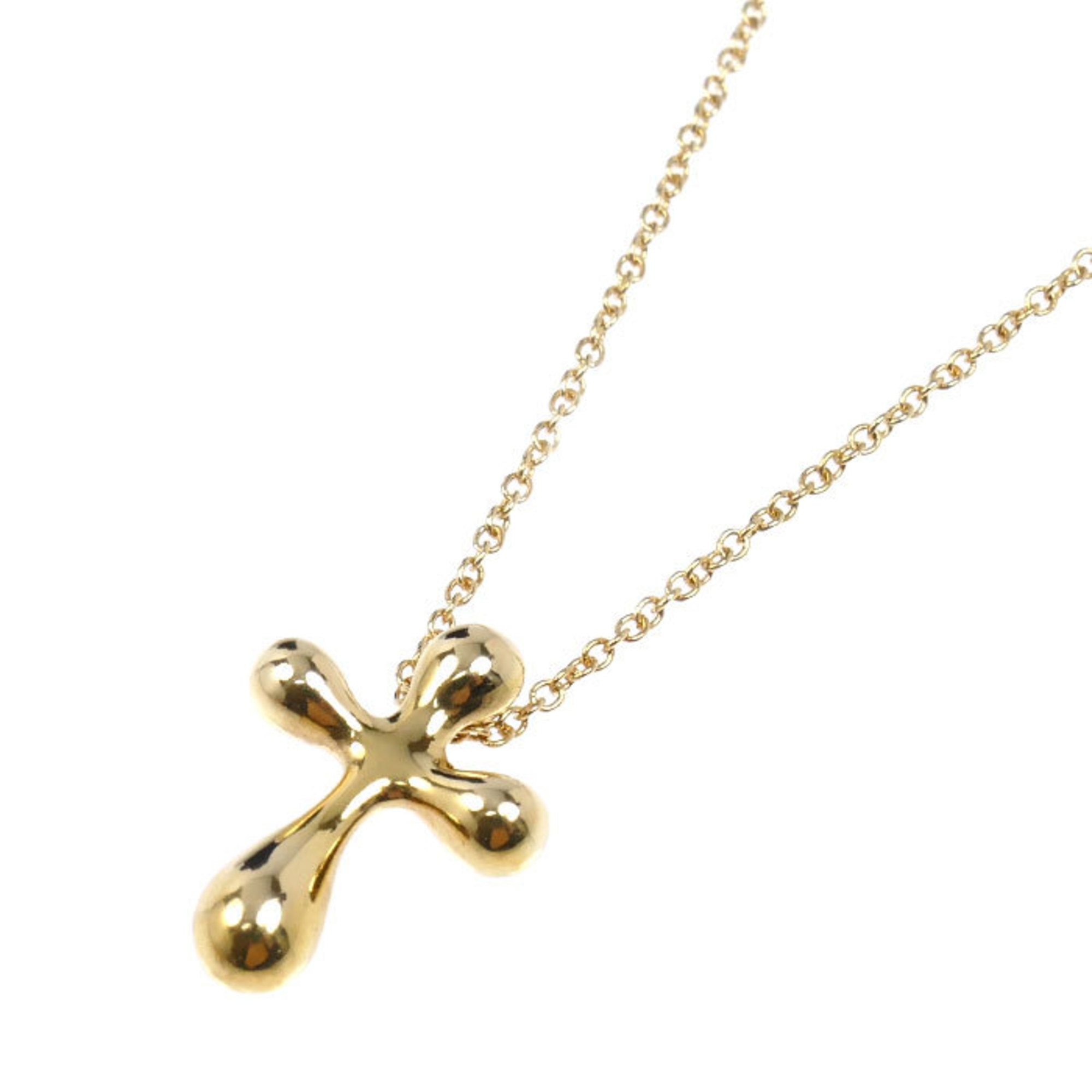 TIFFANY & Co. Tiffany 18K Yellow Gold Small Cross Necklace, 3.5g, 40cm, Women\'s