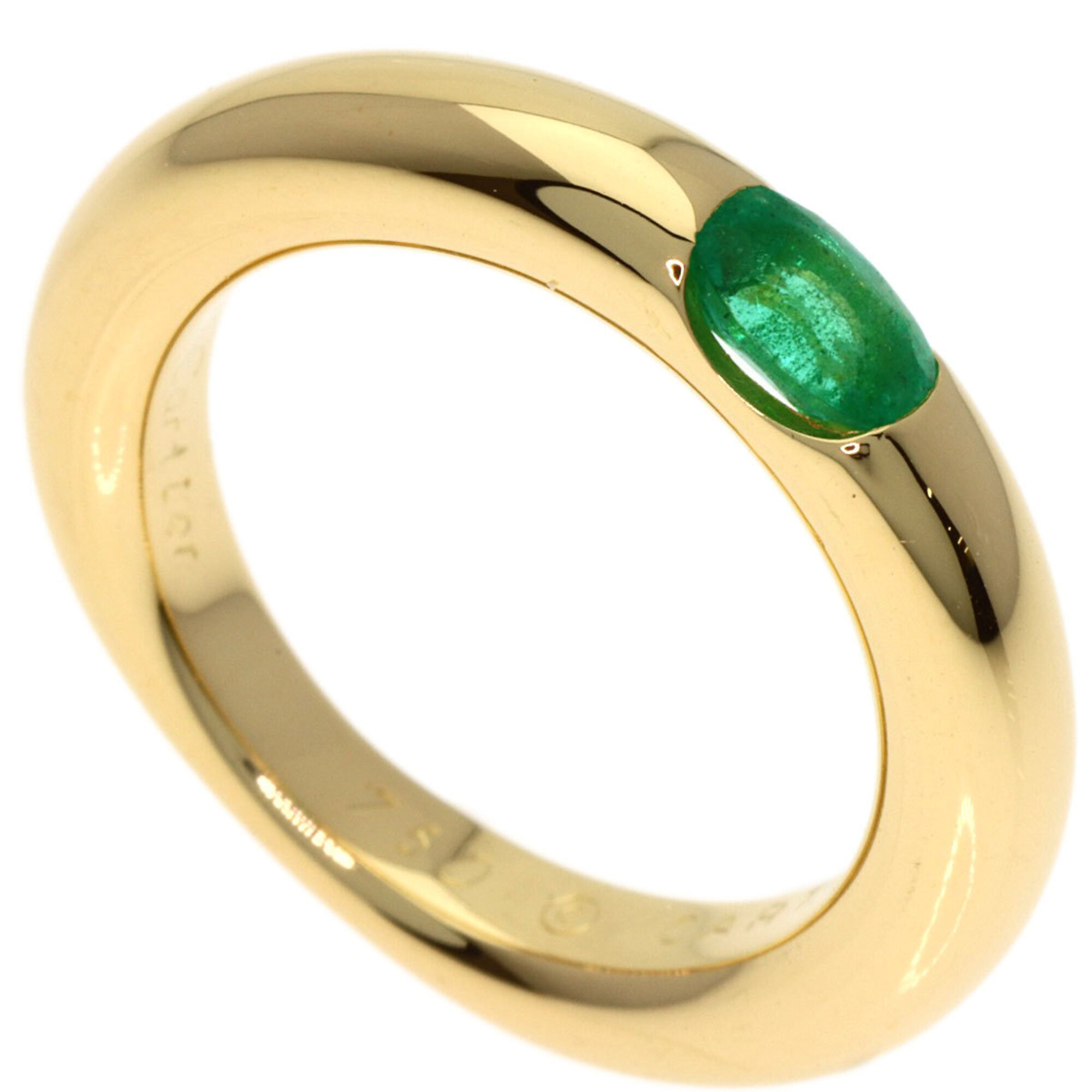 Cartier Ellipse Emerald Ring #51 18K Yellow Gold Women\'s CARTIER
