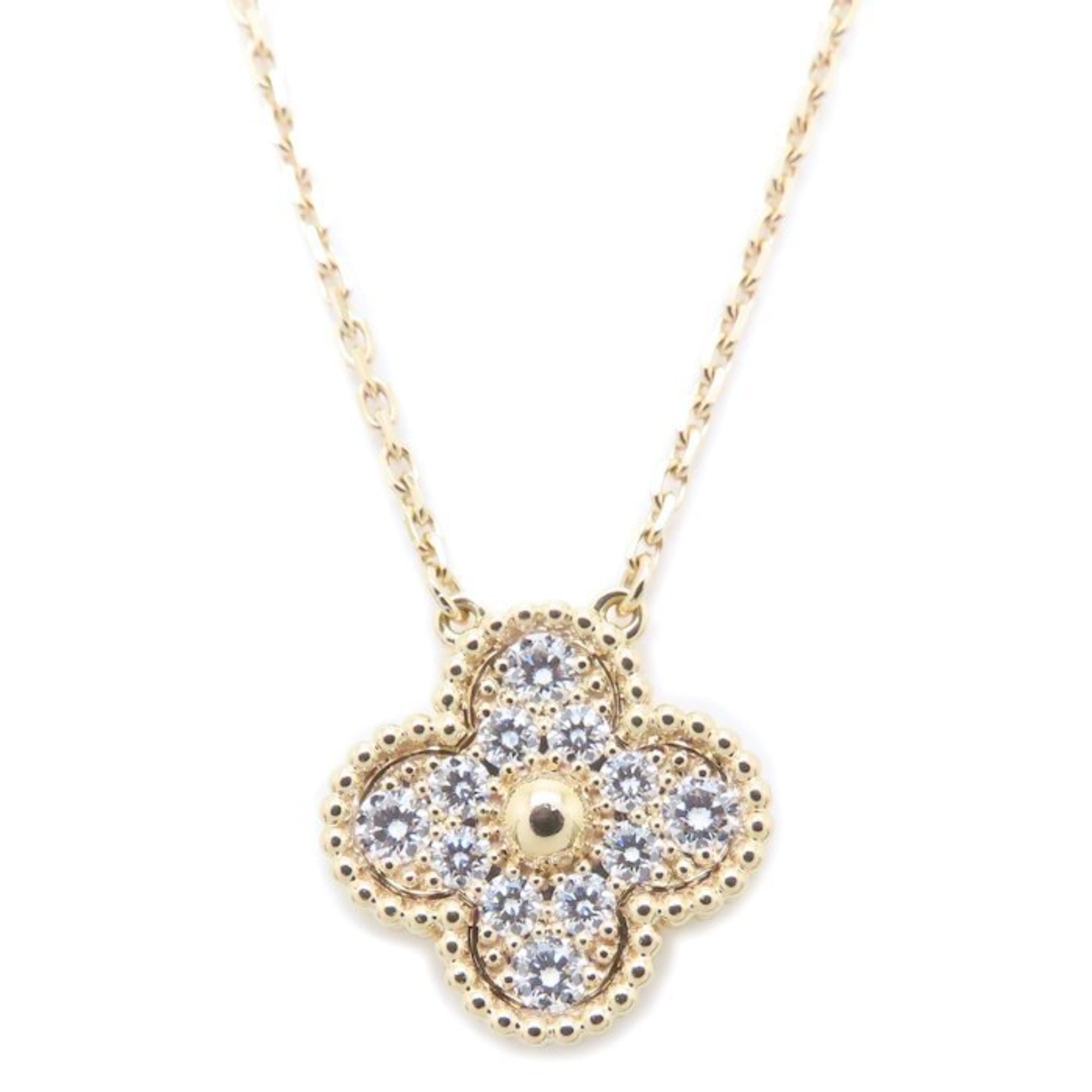 Van Cleef & Arpels Vintage Alhambra Necklace with Diamonds in 18K Gold for Women (VCARP2R300 294831)