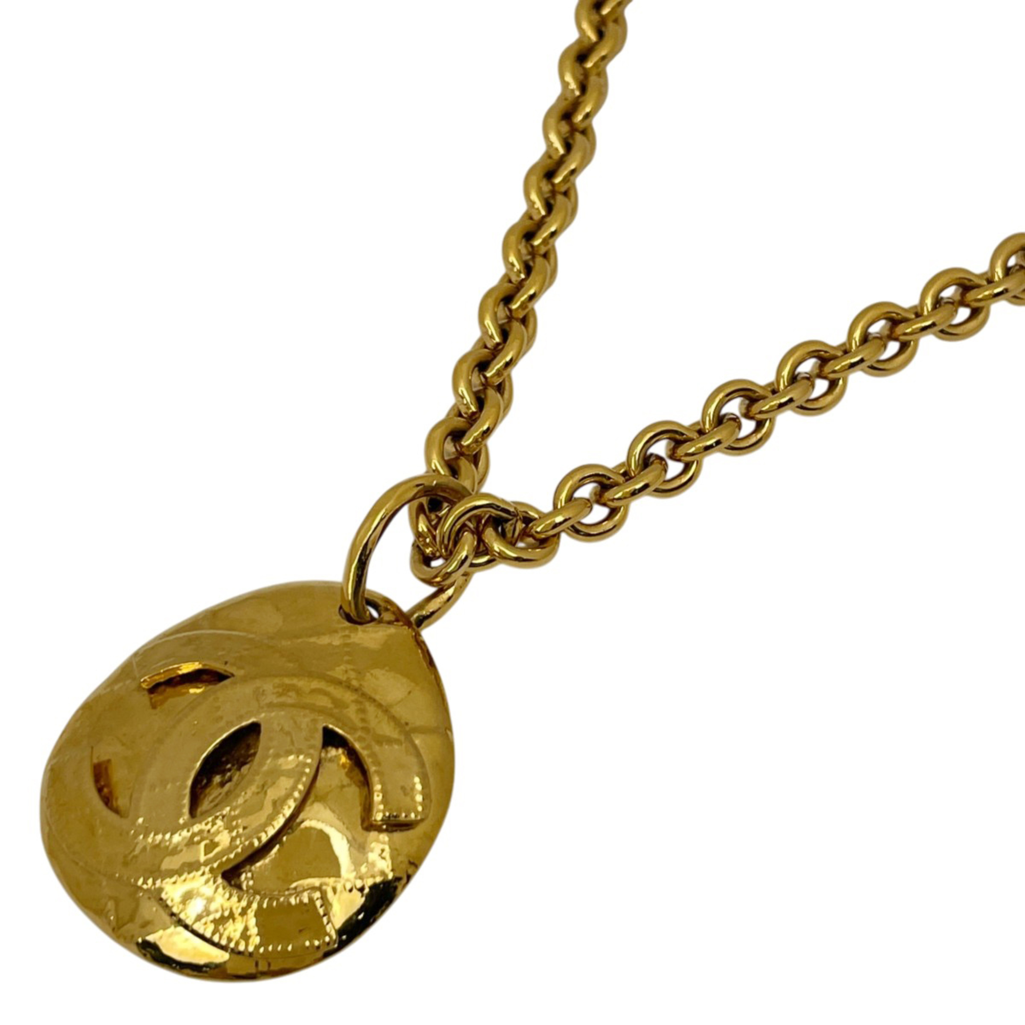 Chanel Coco Mark Chain Necklace MatelassŽ Long GP Gold Women\'s
