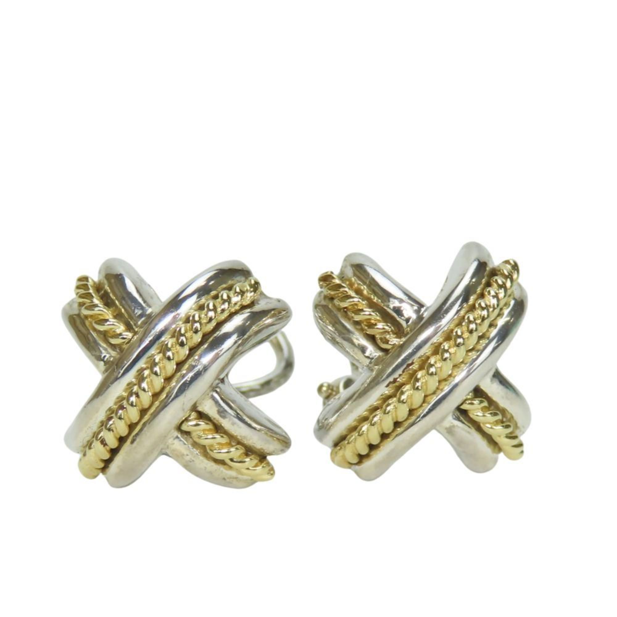 Tiffany Signature Earrings, 925 Silver, 18K Yellow Gold, approx. 8.6g, Women\'s, TIFFANY&Co.