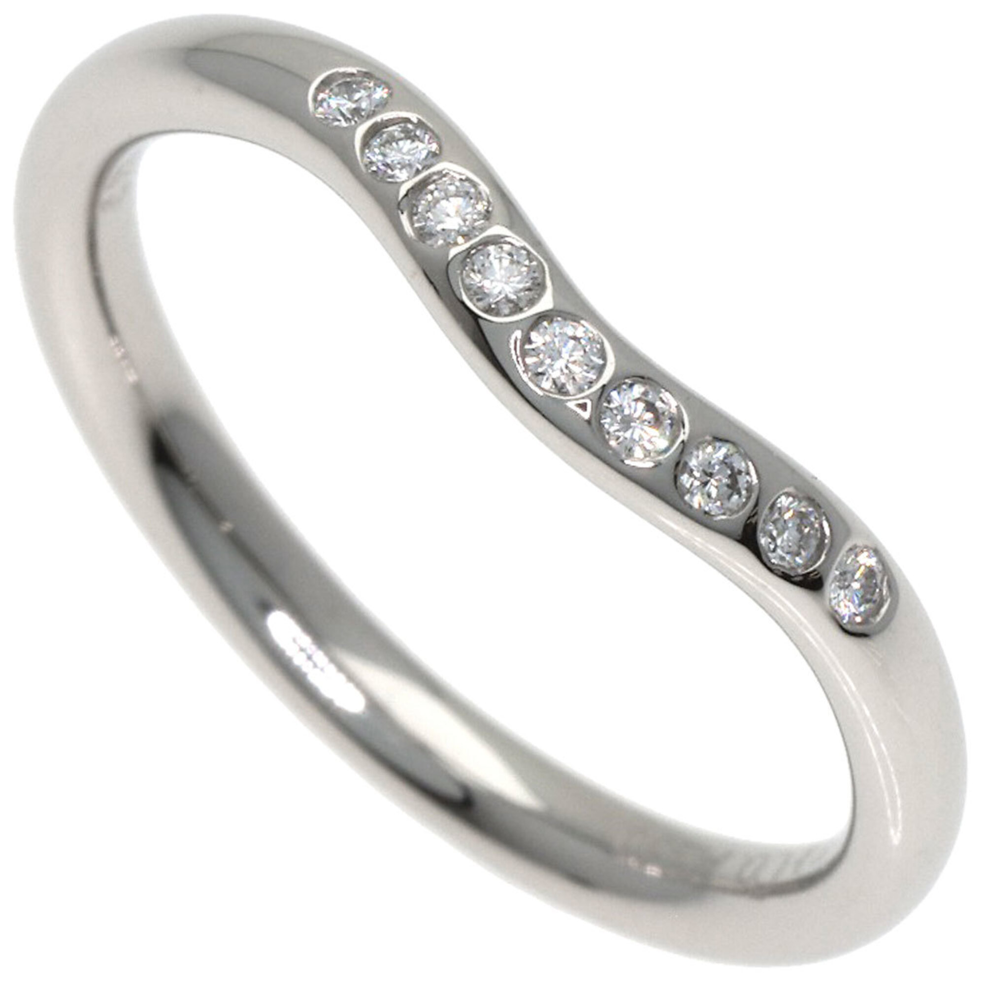 Tiffany & Co. Curved Band Diamond Ring, Platinum PT950, Women\'s.