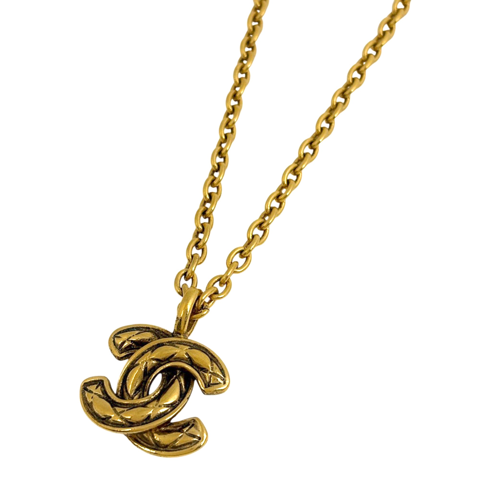 CHANEL Coco Mark Chain Necklace, Matelasse GP Gold, Women\'s