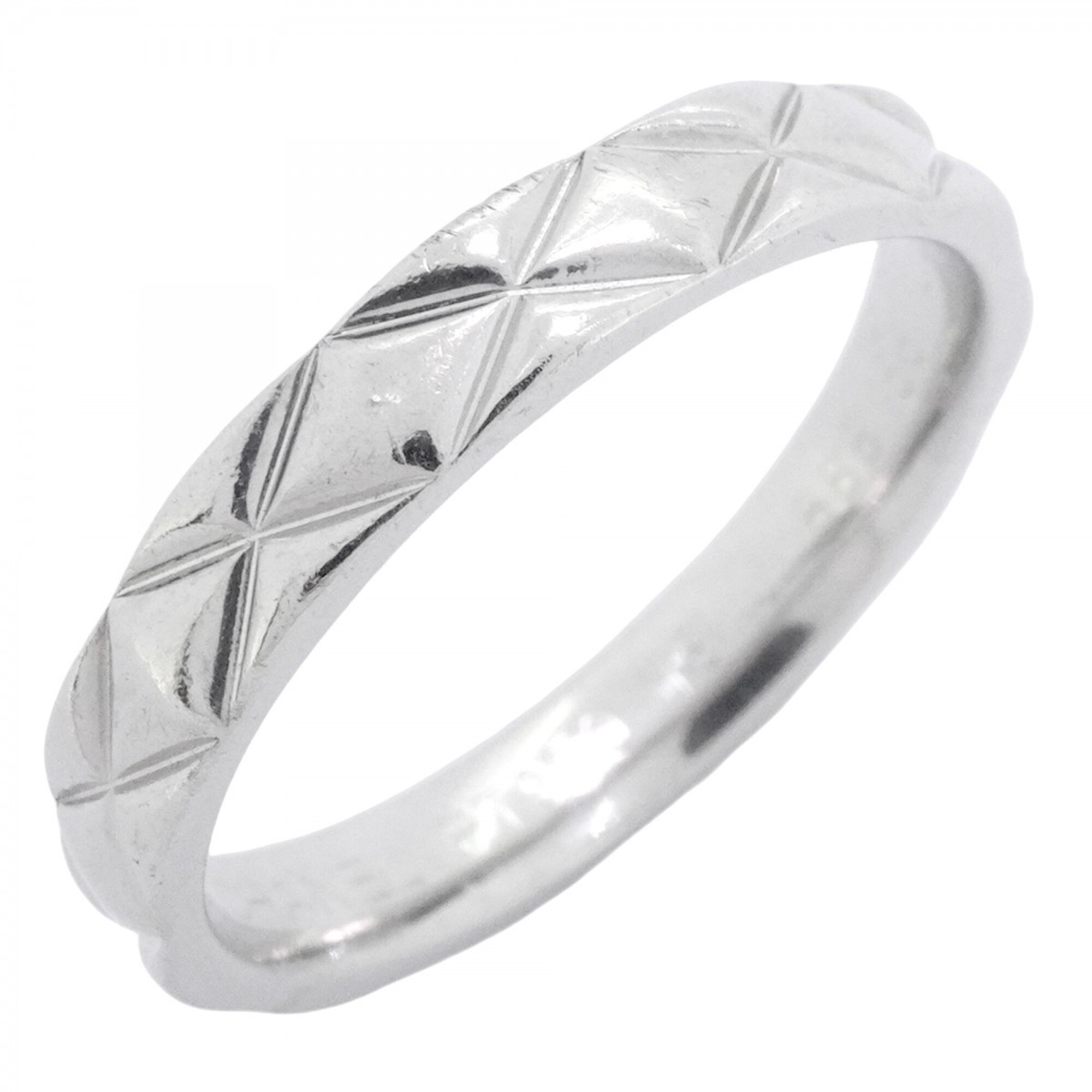 Chanel MatelassŽ Ring, Pt950 Platinum, Size #56, Men\'s