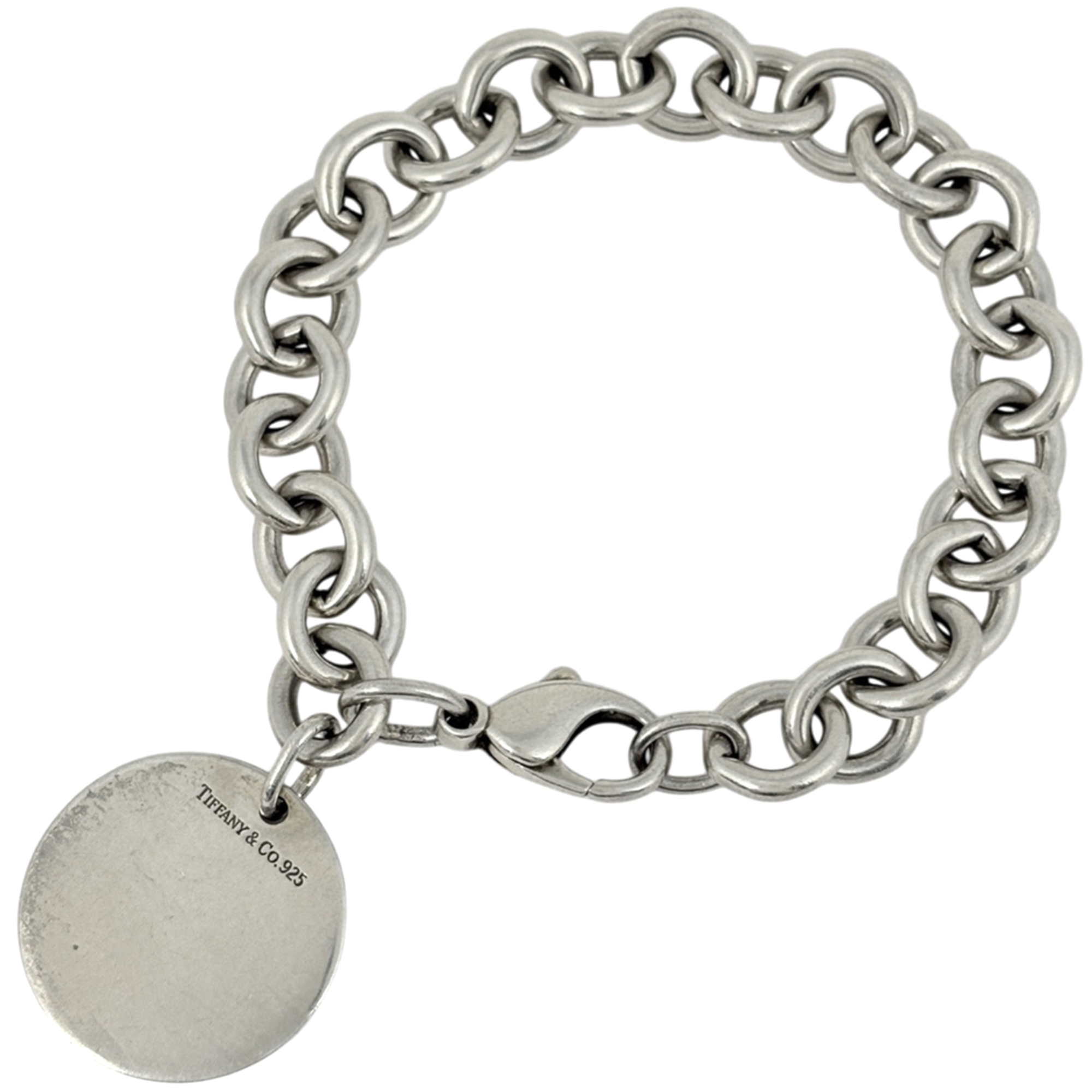 Tiffany & Co. Round Tag Bracelet, Return to Sterling Silver 925, Silver, Women\'s.