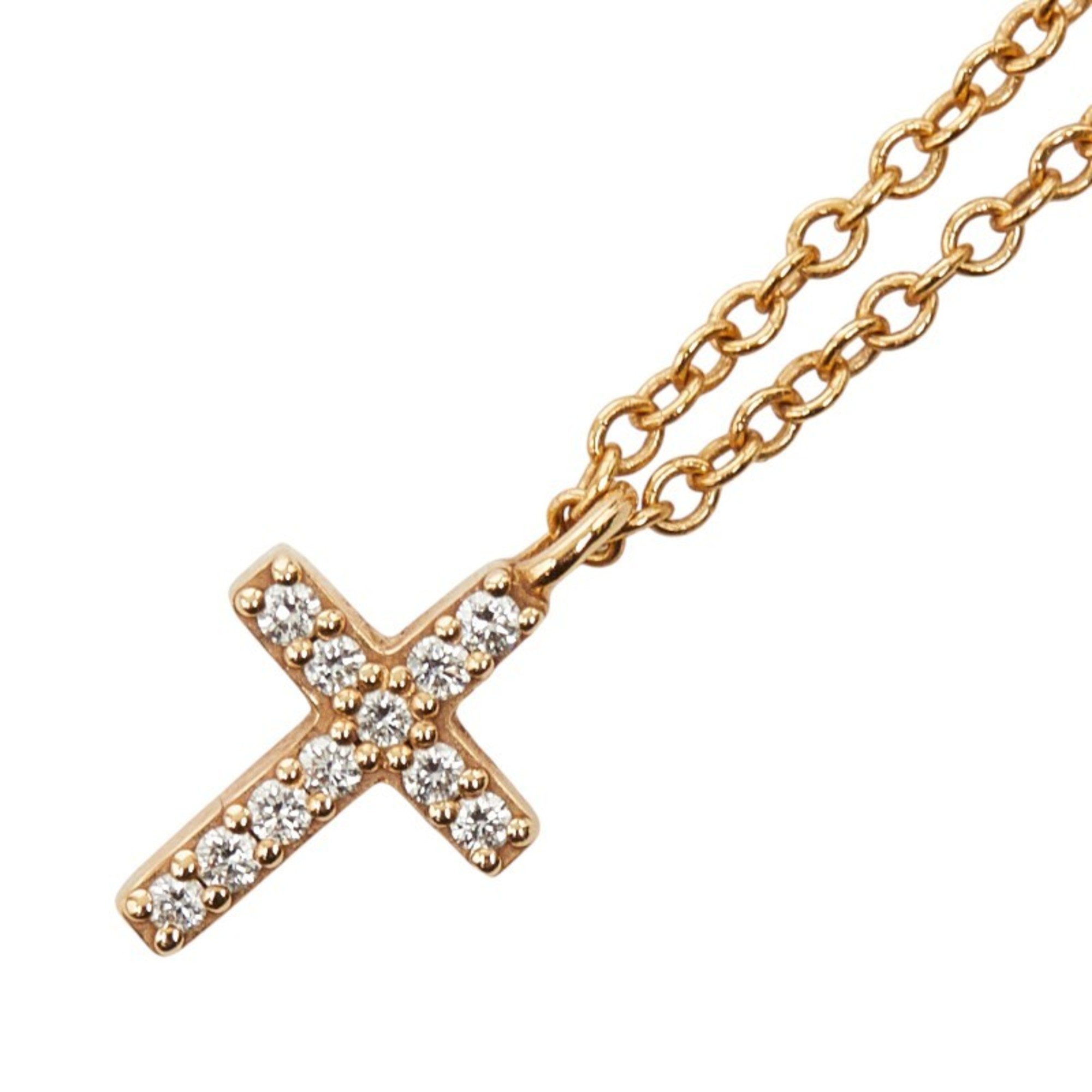 Tiffany Metro Cross Mini Necklace in 18K Pink Gold for Women. TIFFANY & Co.