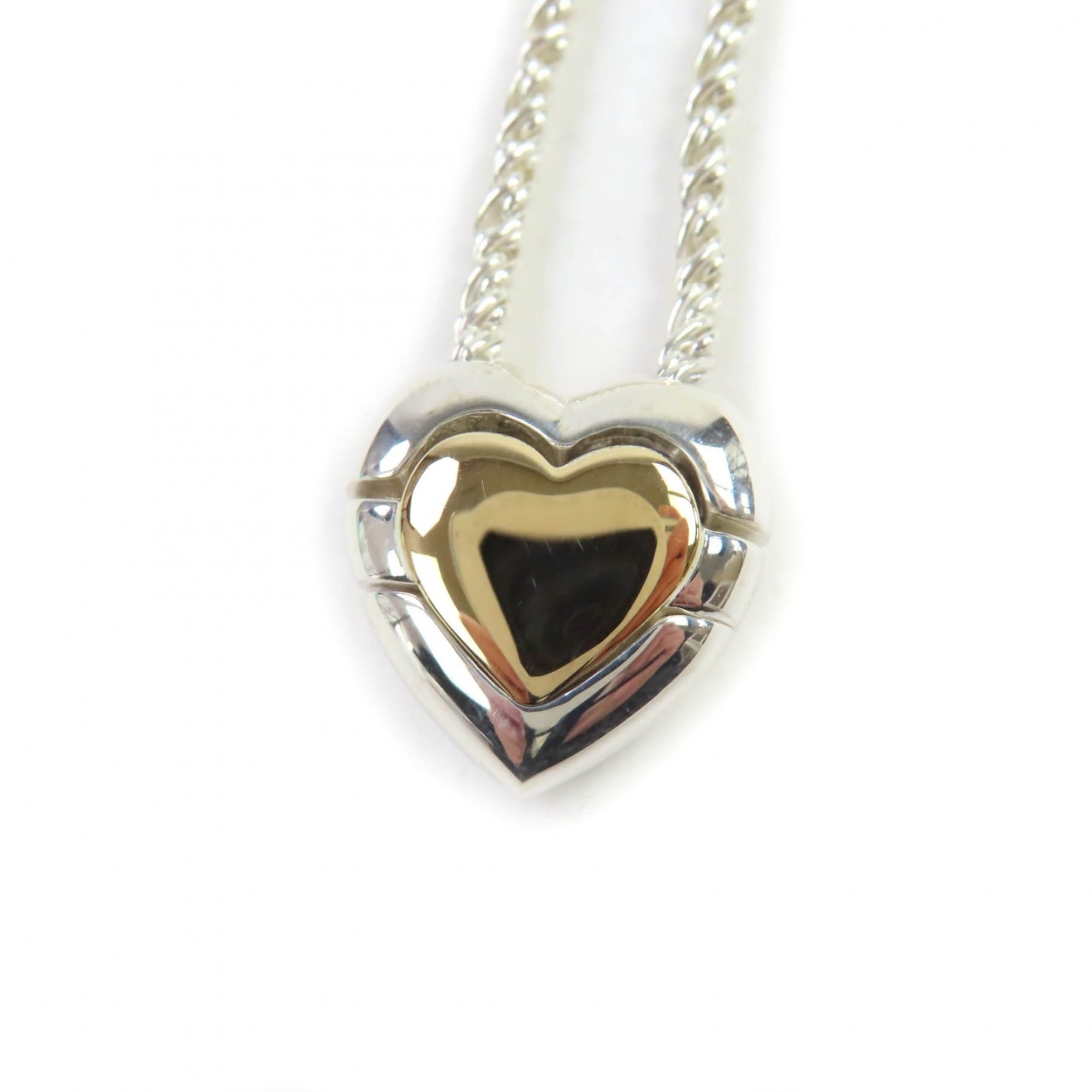 TIFFANY & Co. 925 750 Heart Puzzle Necklace Pendant in Silver and Gold, Includes Box Dust Bag, Weigh