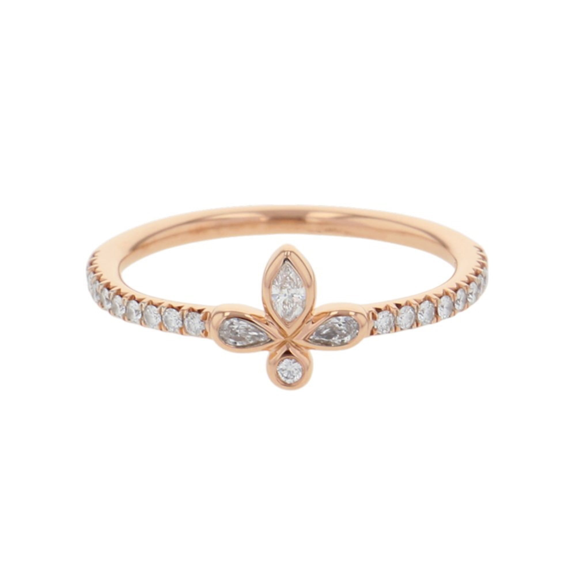 Tiffany & Co. ring, fleur-de-lis, diamond, 18K pink gold, ring size approximately gold. lily flower,