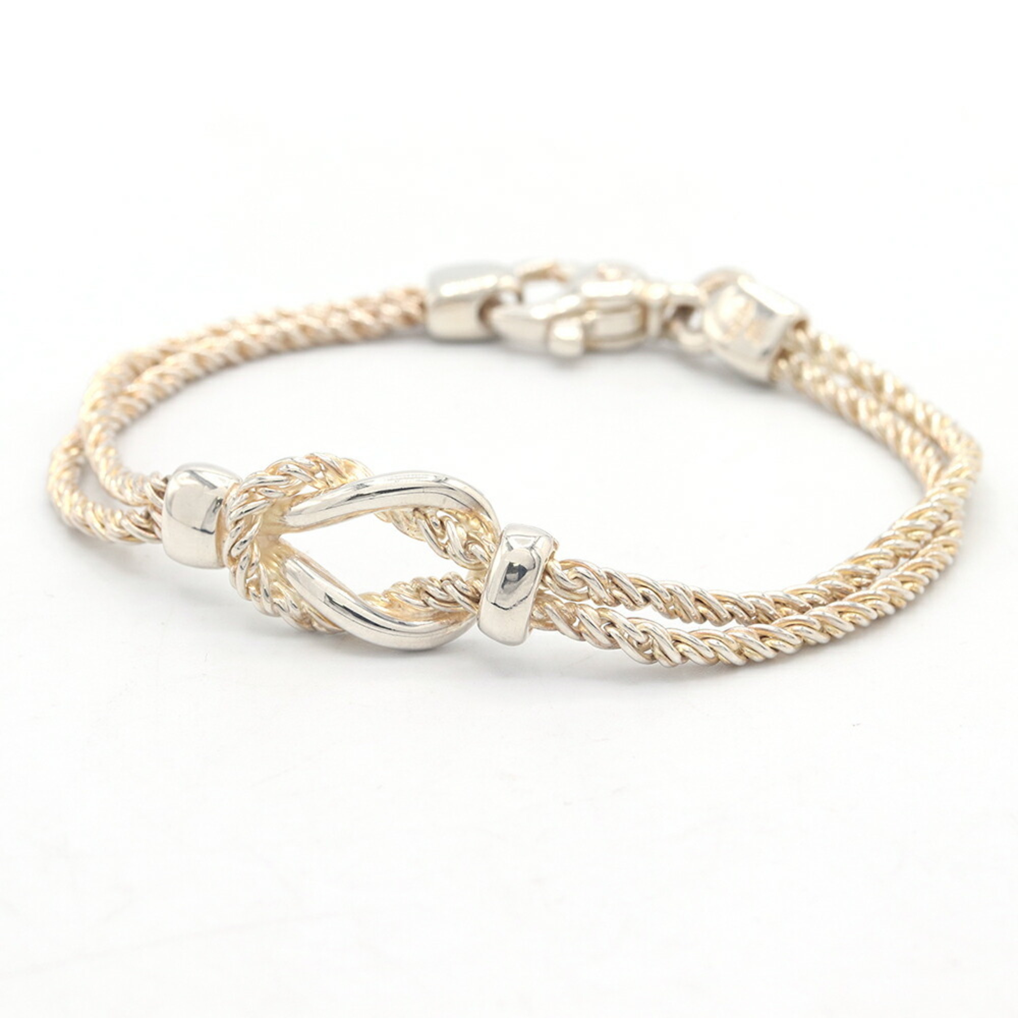 Tiffany & Co. Bracelet, Center Knot Double Rope, SV Sterling Silver 925, Old Style, Ladies\', TIFFAN