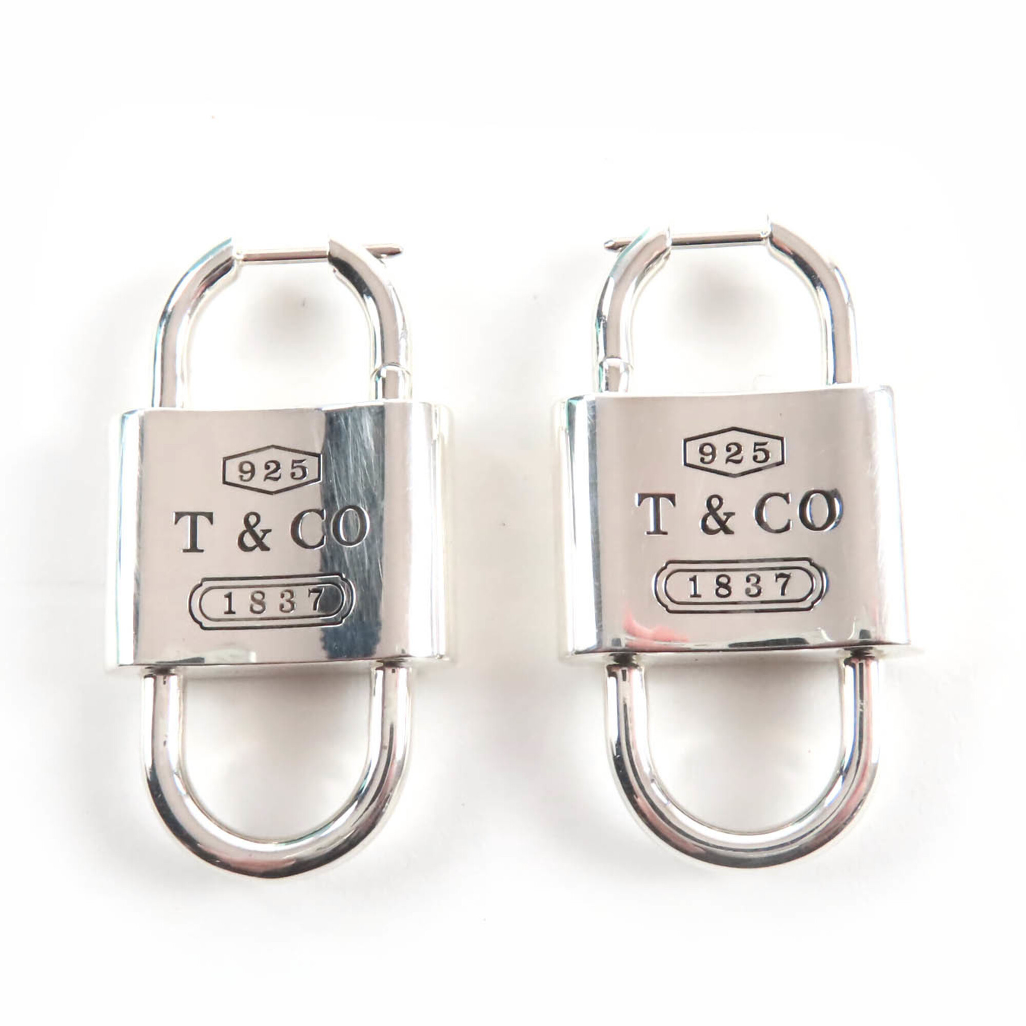 TIFFANY&Co. Tiffany 1837 Large Double Rock Drop Earrings, AG925 Silver, with Box and Case, Weight 13