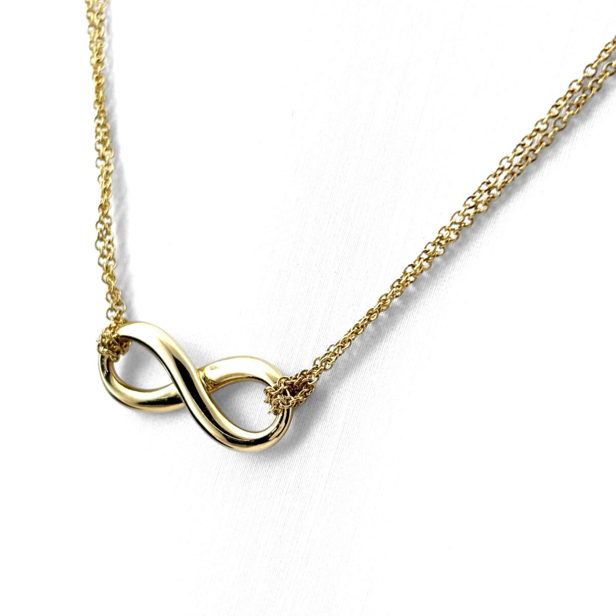 Tiffany & Co. Infinity Necklace, Yellow Gold (YG), Double Strand Pendant 750 Gold, Women\'s.