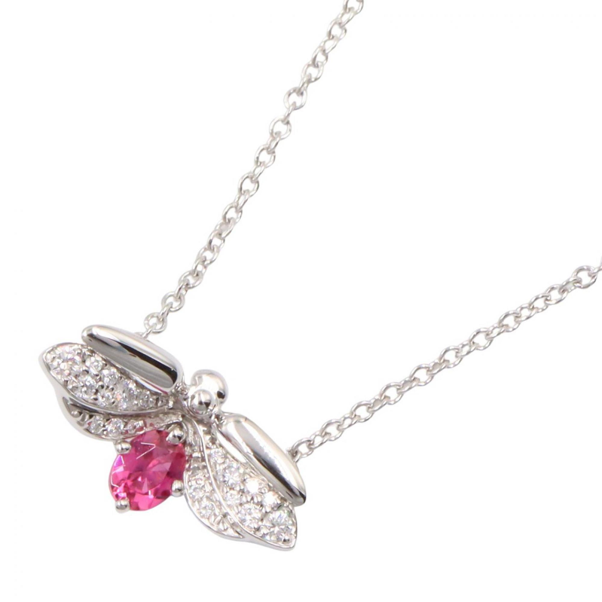 Tiffany & Co. Firefly Rubellite Necklace - Platinum (Pt950) with Diamonds and Women\'s Silver, Clear