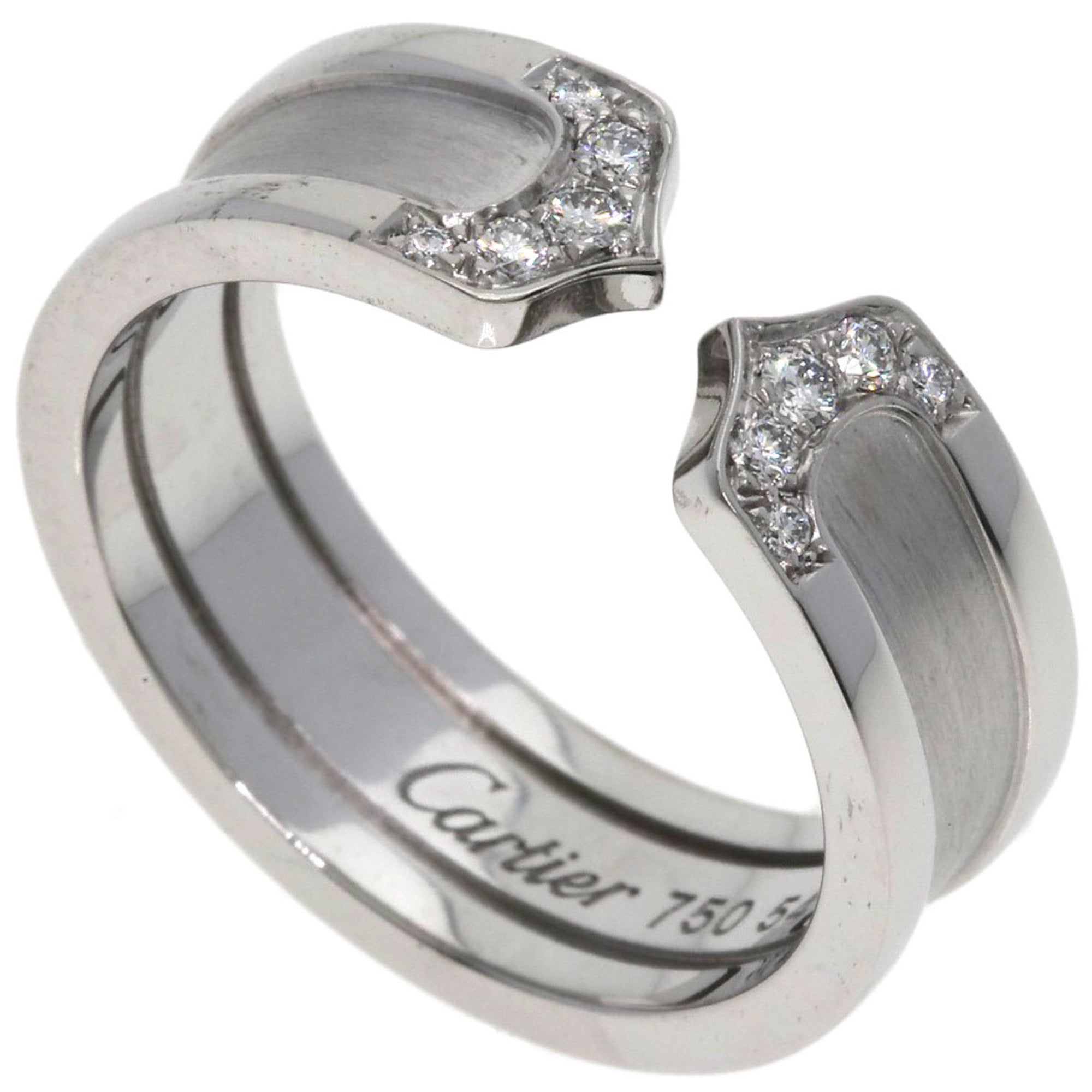 Cartier C2 Ring, Diamond, Small, #54, 18K White Gold, Women\'s, CARTIER
