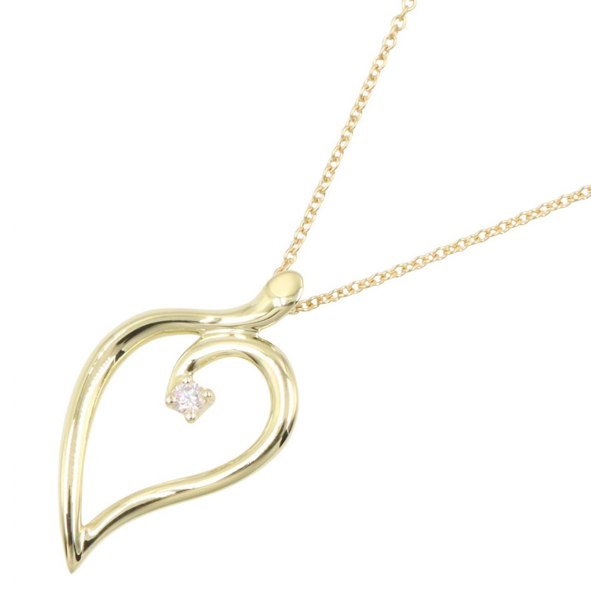 Tiffany & Co. Leaf Heart Necklace, 1PD Jewelry, 18K (Yellow Gold), Diamond, Women\'s, Gold Tone, Cle