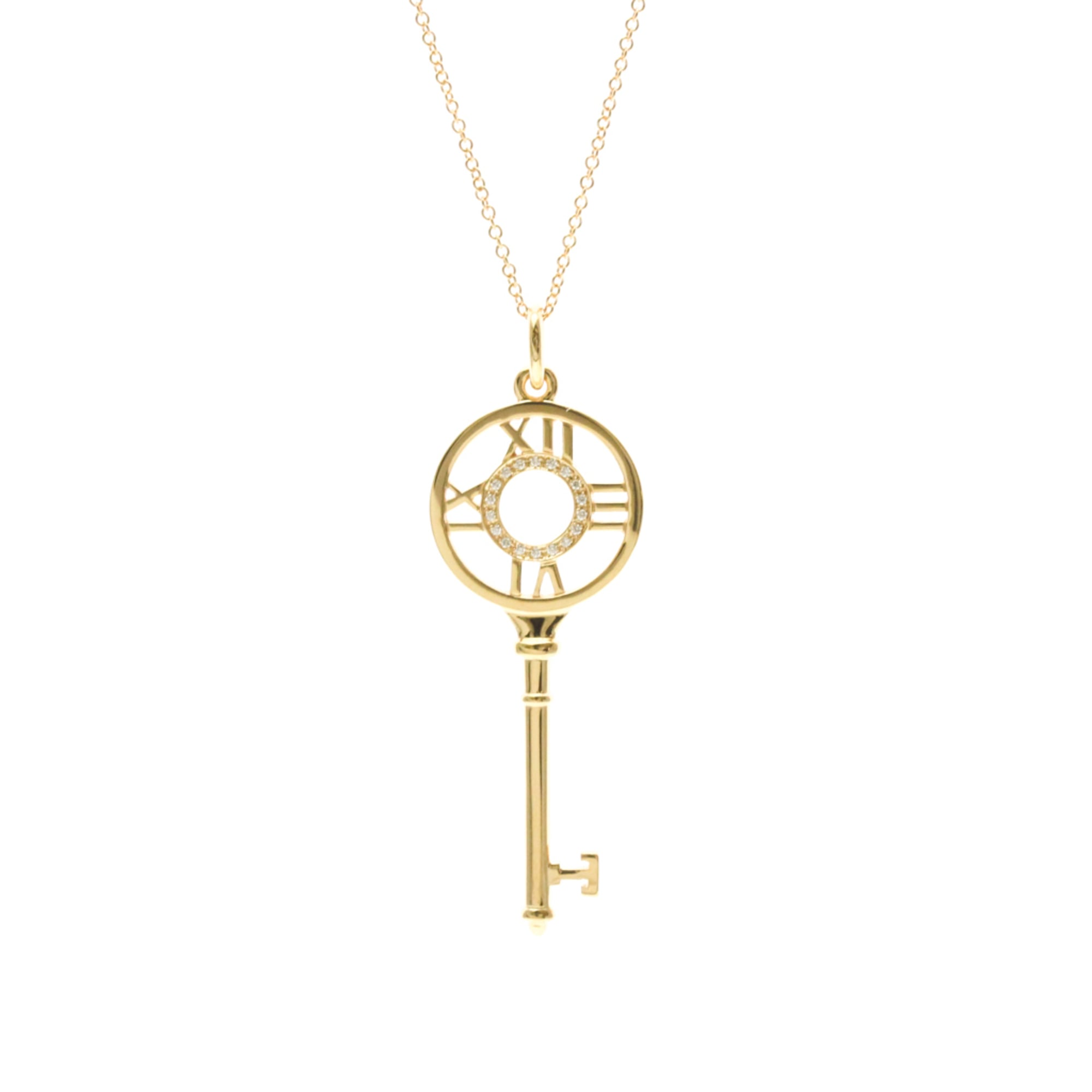 Tiffany Atlas Key Diamond Necklace Pink Gold (18K) Diamond Men,Women Fashion Pendant Necklace (Pink