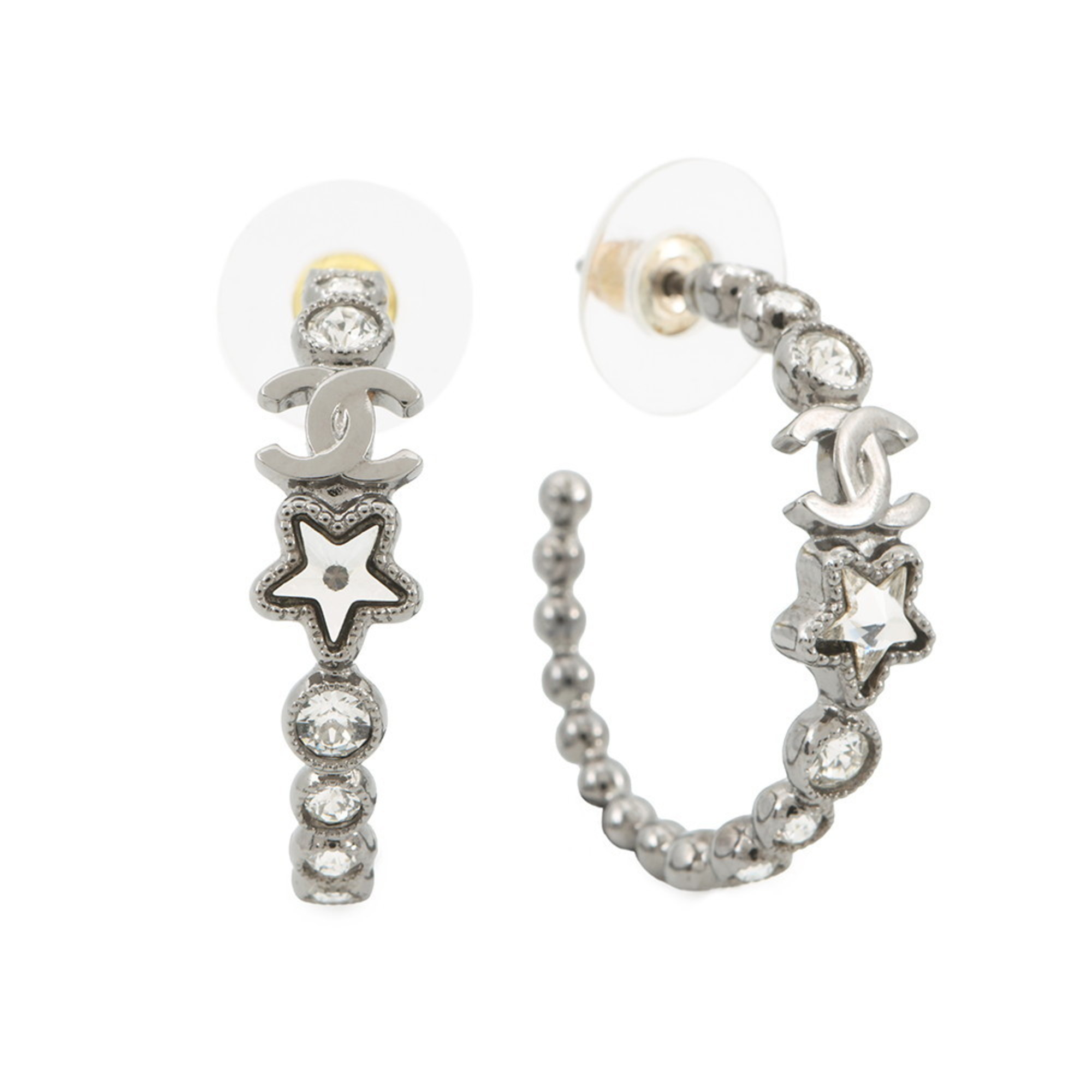 Chanel earrings, Coco Mark rhinestone star, A24K gold, CHANEL earrings for women, ACCESSORY