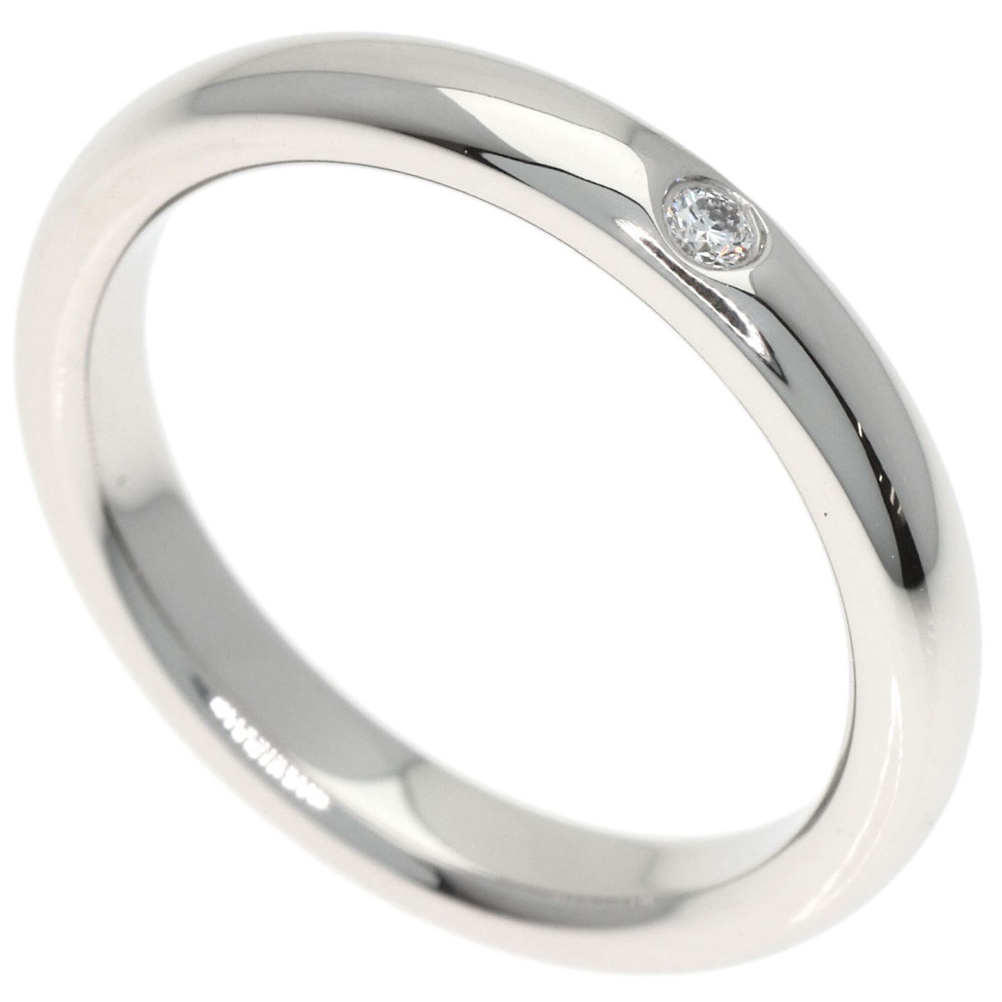 Tiffany & Co. Stacking Band 1P Diamond Ring, Platinum PT950, Women\'s.
