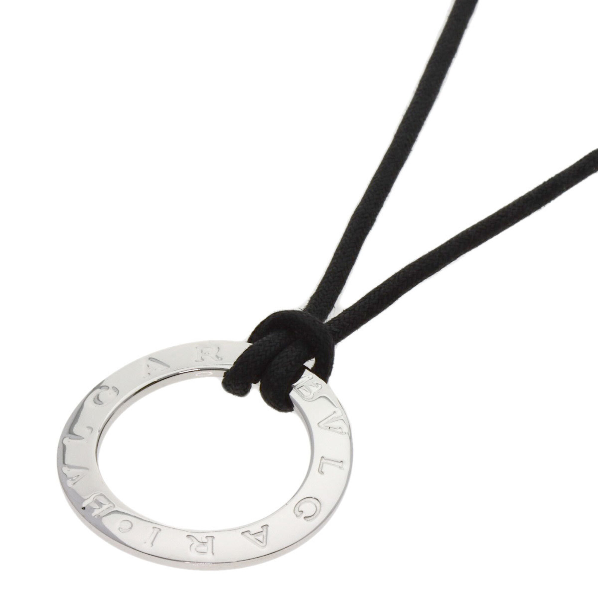 BVLGARI Logo Circle Necklace 18K White Gold Women\'s