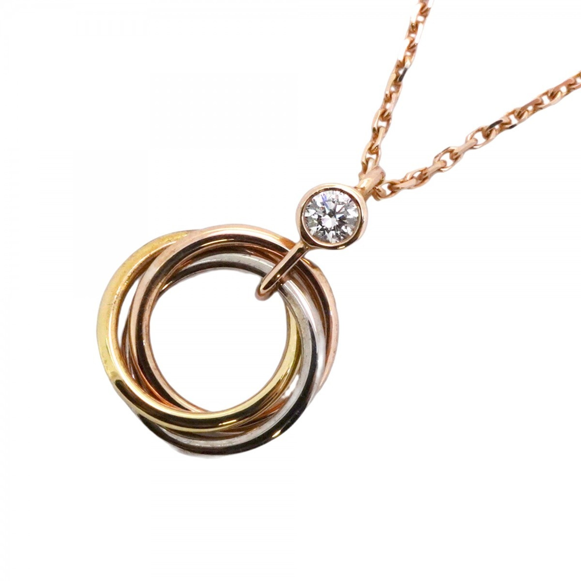 Cartier Baby Trinity Necklace, 1PD (1 diamond), available in 18K Yellow Gold (KYG), White (18KWG), a
