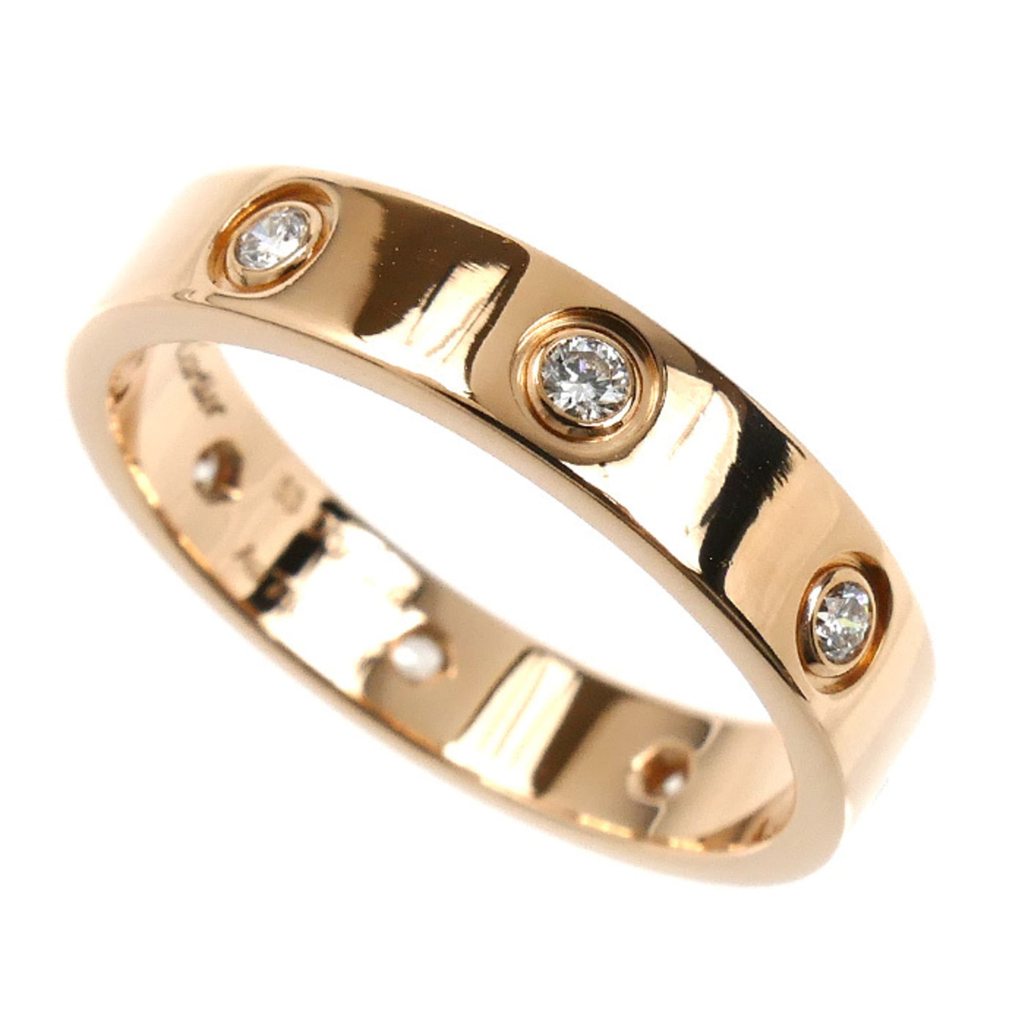 CARTIER Cartier 18KPG Pink Gold Mini Love Full Diamond Ring B4050853 53 4.3g Women\'s