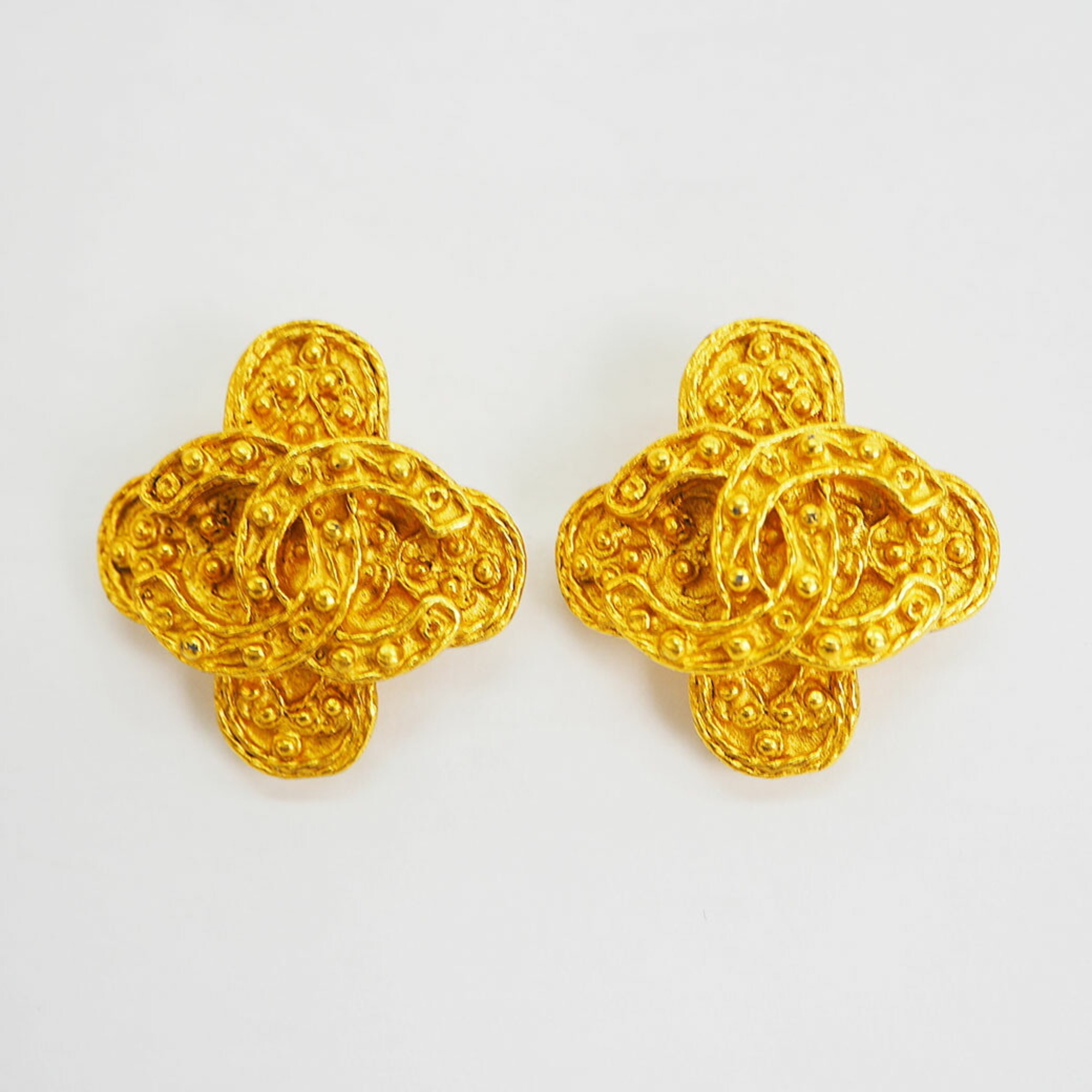 Chanel CHANEL Flower Coco Earrings Gold Women\'s 94A