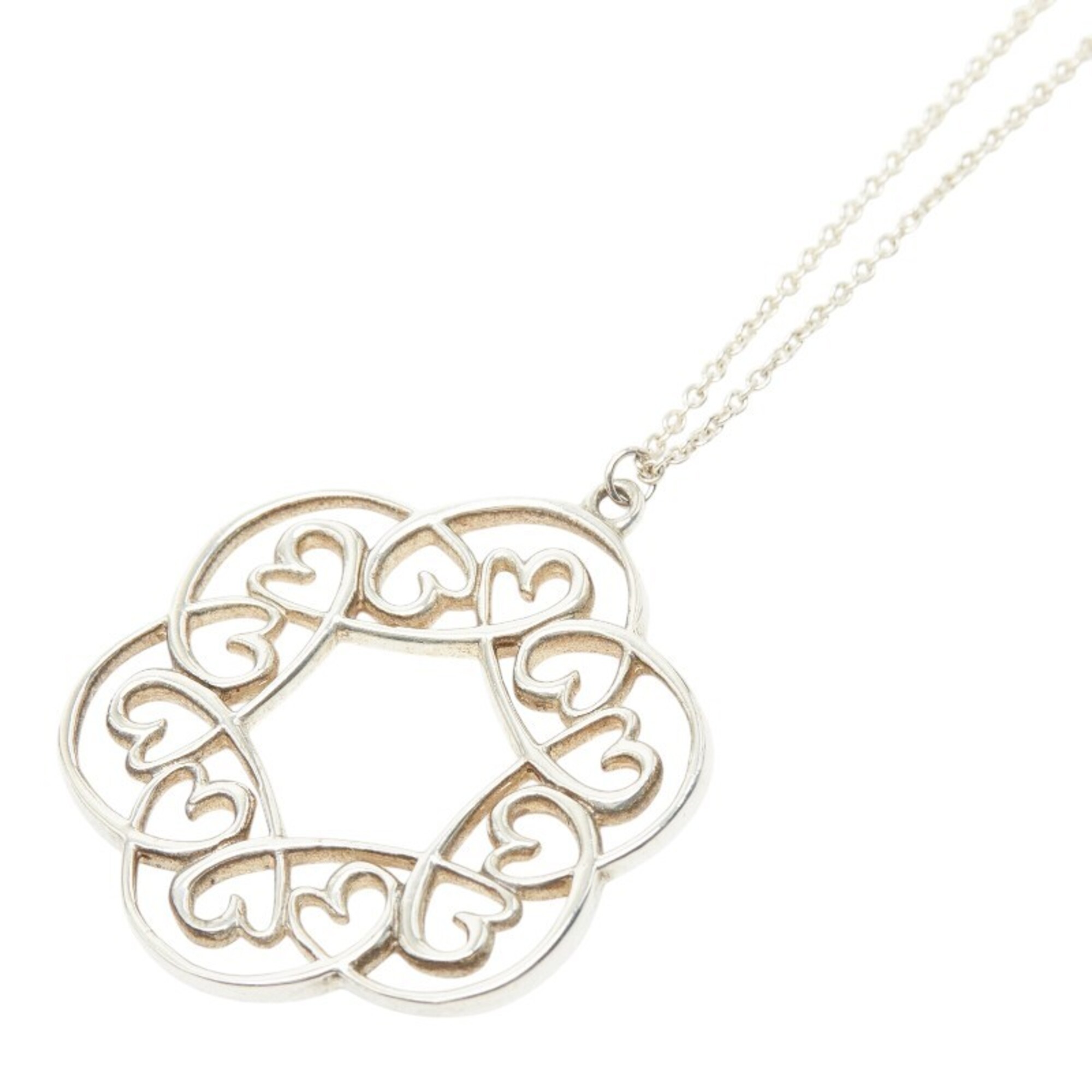 Tiffany & Co. Loving Heart Swirl Chain Pendant Necklace, Medallion, SV925 Silver, Women\'s.