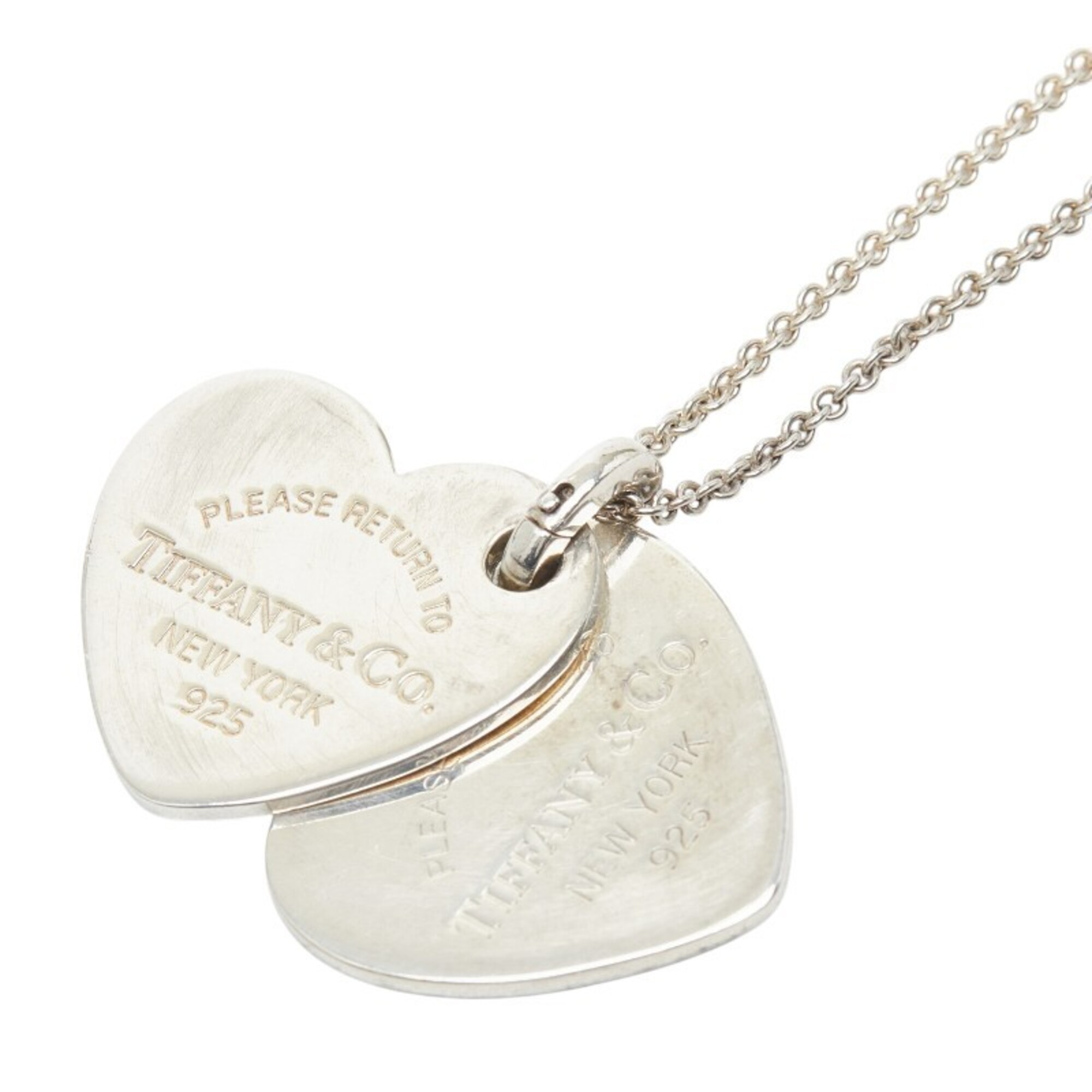 Tiffany & Co. Return to Double Heart Tag Chain Pendant Necklace, SV925 Silver, Women\'s.