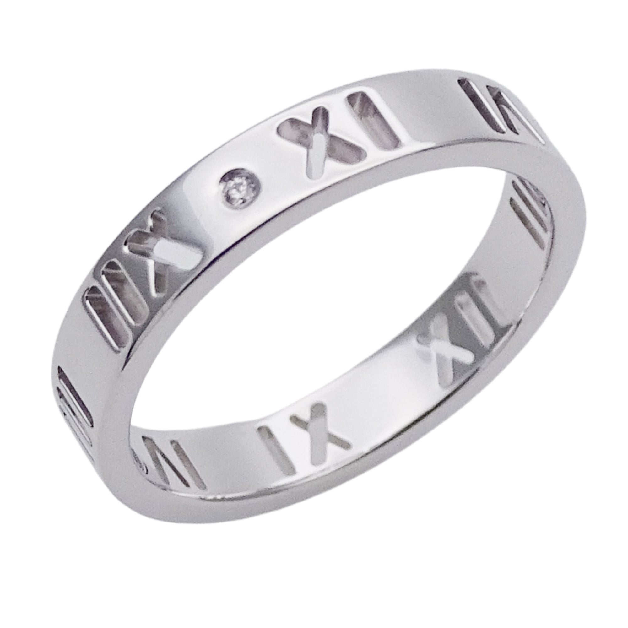 Tiffany & Co. Women\'s Ring, 750WG, 4-Piece Diamond Atlas Design, Pierced, White Gold, Polished.
