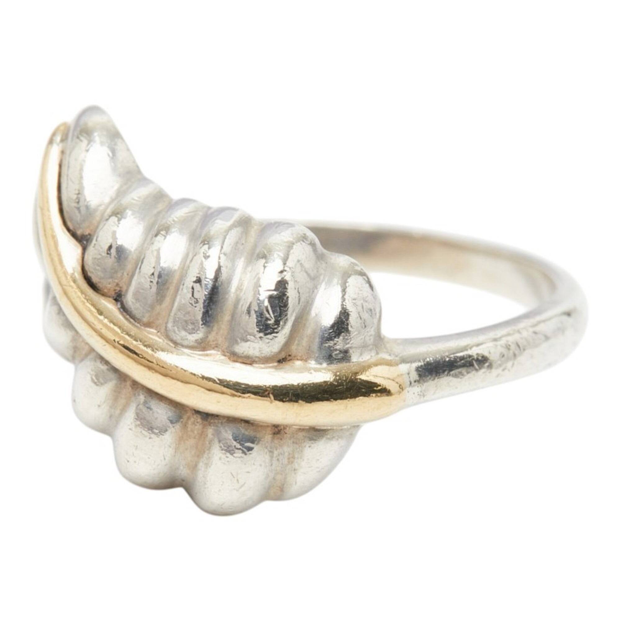 Tiffany & Co. Leaf Ring, Silver and Gold Combination (SV925), 18K Yellow (KYG), Women\'s Ring.