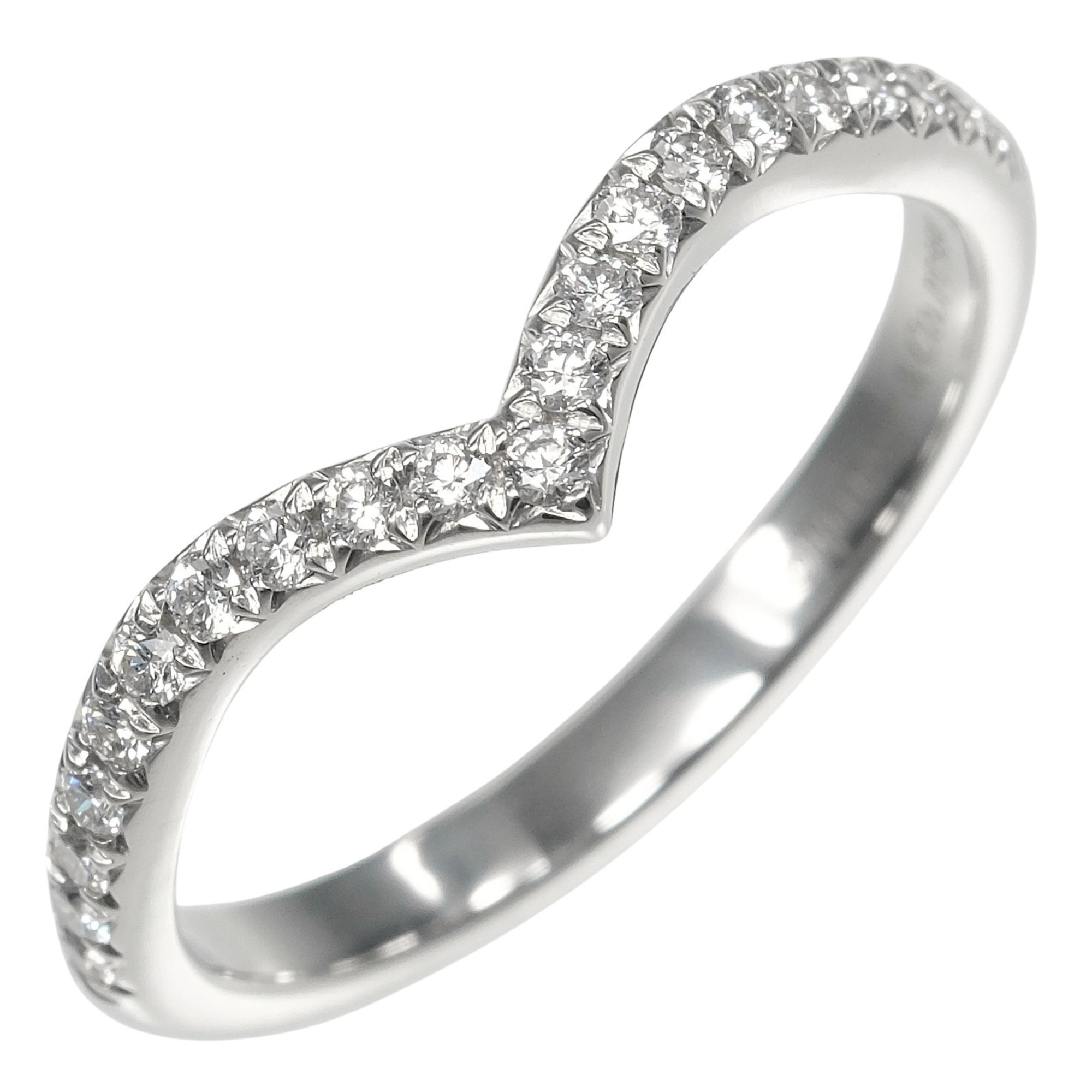 Tiffany & Co. Soleste V ring, size 10.5, Pt950 platinum with diamonds, approximately 3.11g.
