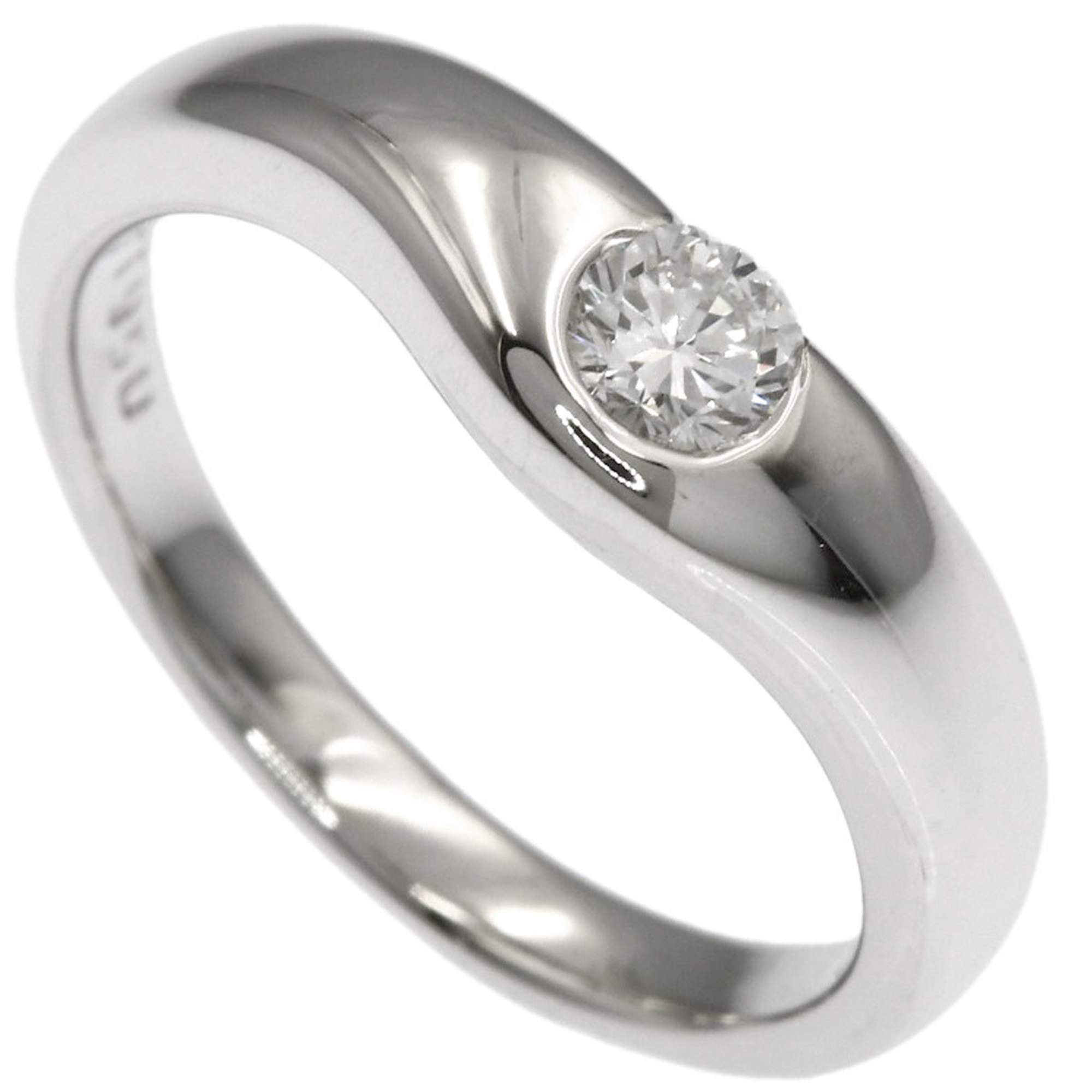 Tiffany & Co. Elsa Peretti Curved Band 1P Diamond Ring, Platinum PT950, Women\'s.