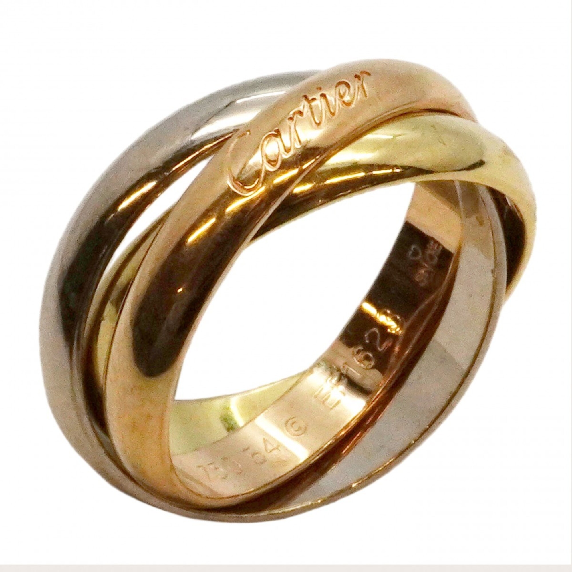 Cartier Trinity Ring, 18K Yellow Gold (KYG), White (18KWG), Pink (18KPG), Size #54, Men\'s/Women\'s.