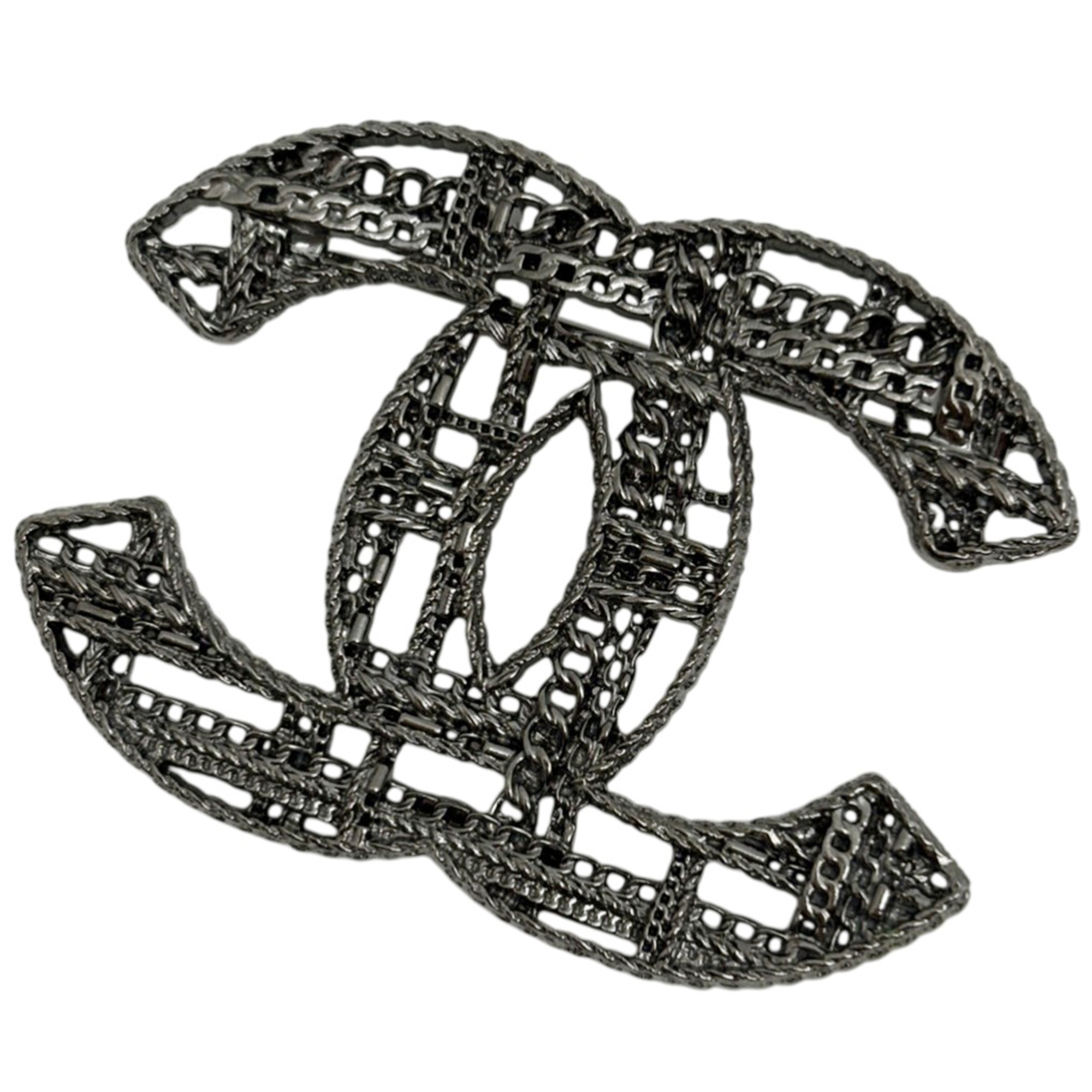Chanel Coco Mark Brooch, Metal, Silver, Women\'s