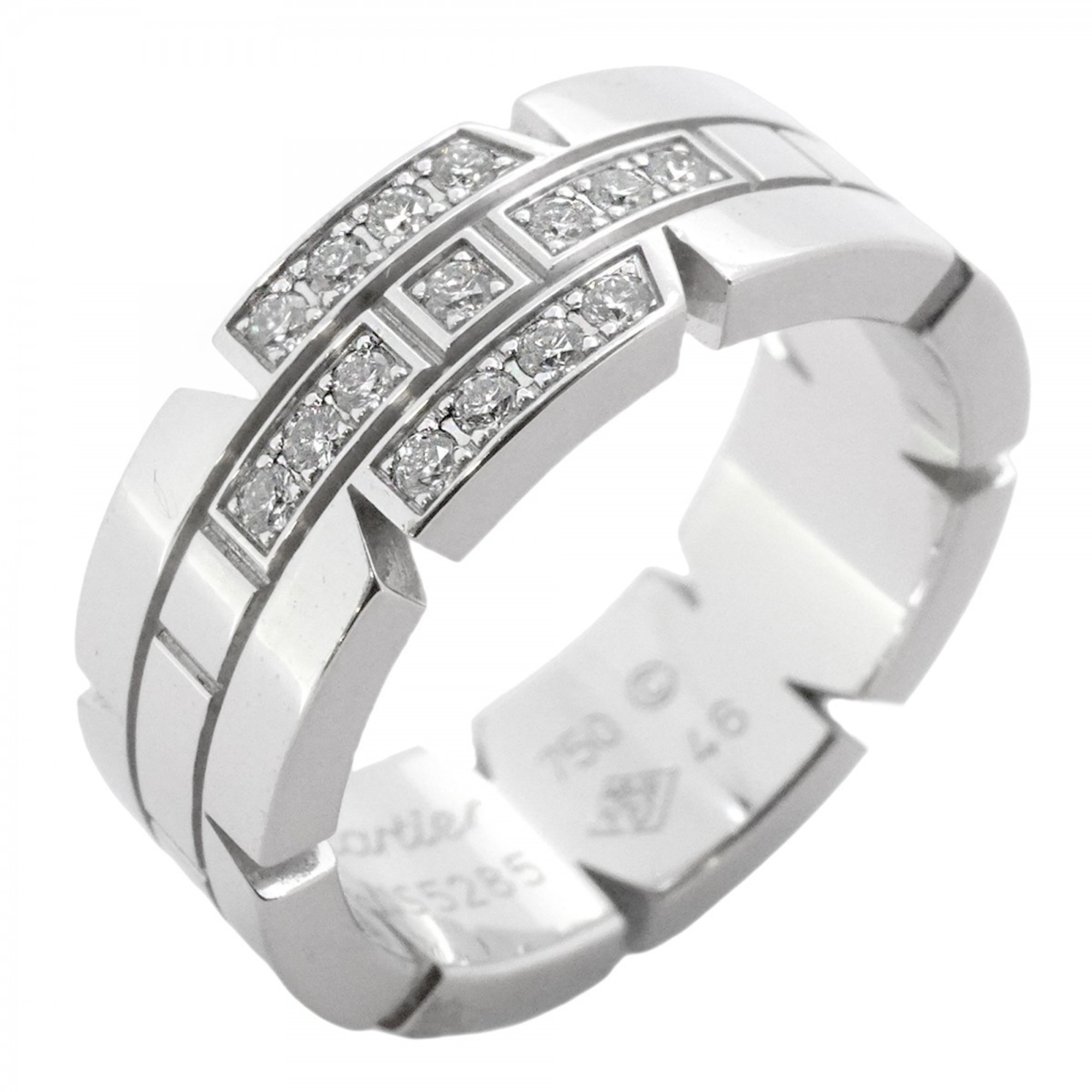 Cartier Tank Franaise Ring, 18K White Gold, Diamond, Size #46, Ladies\'