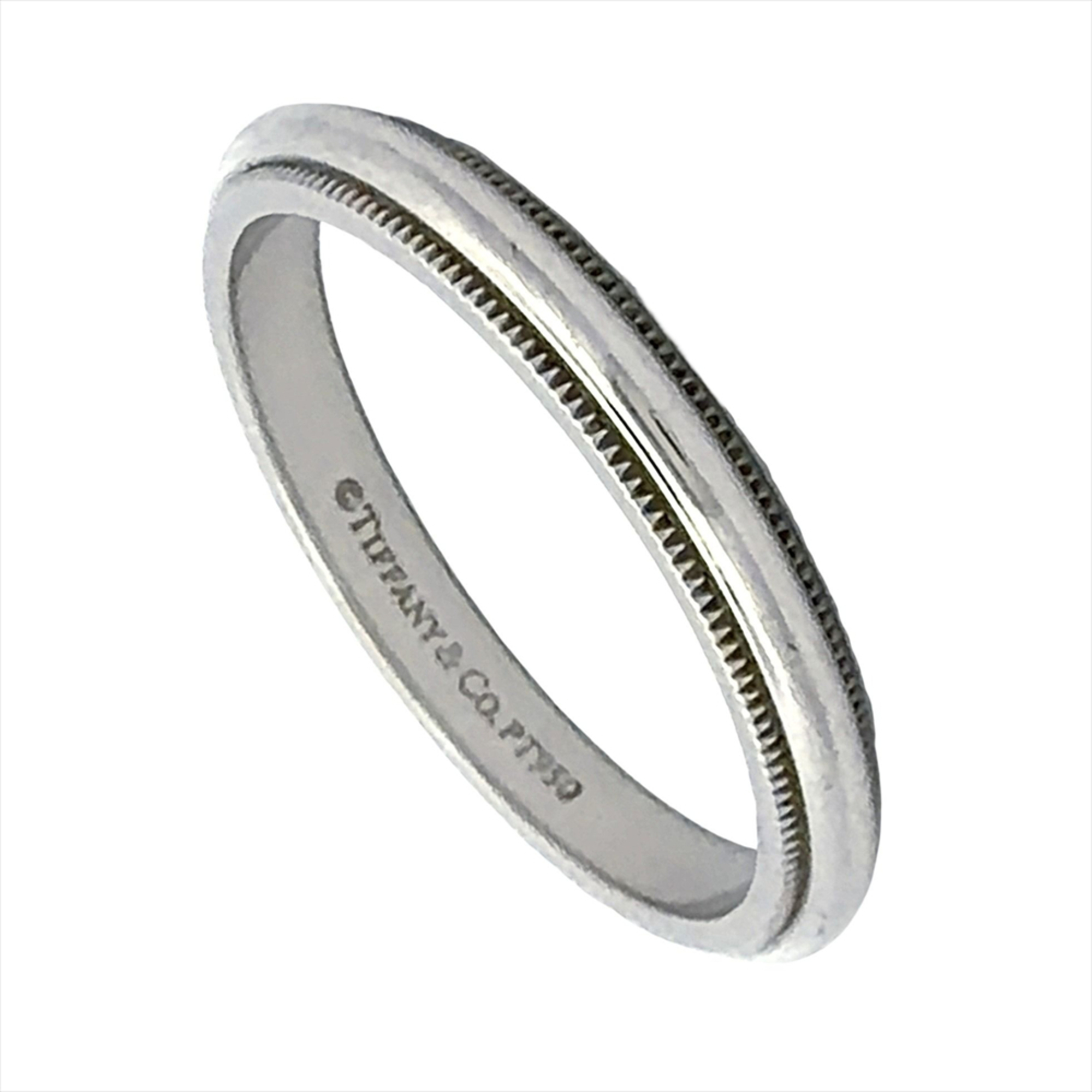 Tiffany & Co. Together Milgrain Ring, approximately 1cm in size, Pt950 platinum, 5.7g, 3mm diameter.