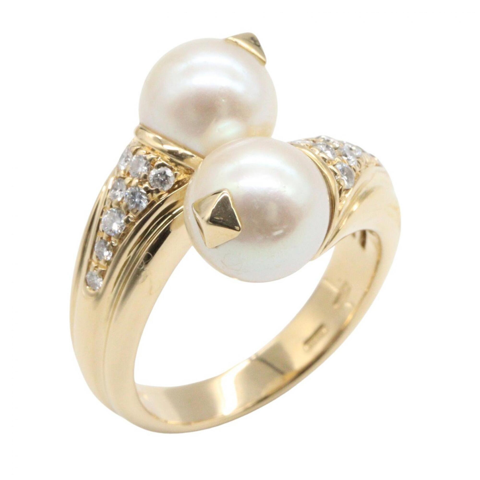 BVLGARI Passodoppio Pearl Diamond Ring - 18K (Yellow Gold) and Women\'s Gold Tone Clear White