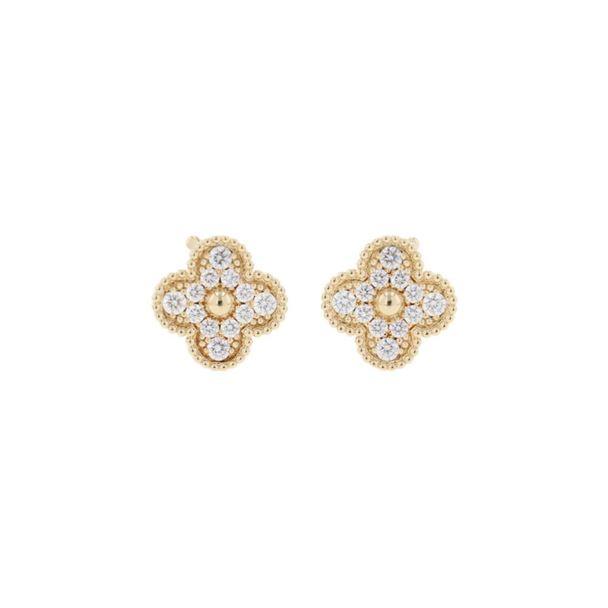 Van Cleef & Arpels Alhambra Earrings, 24 Diamonds (0.96ct total), 18K Yellow Gold, VCARA44700.