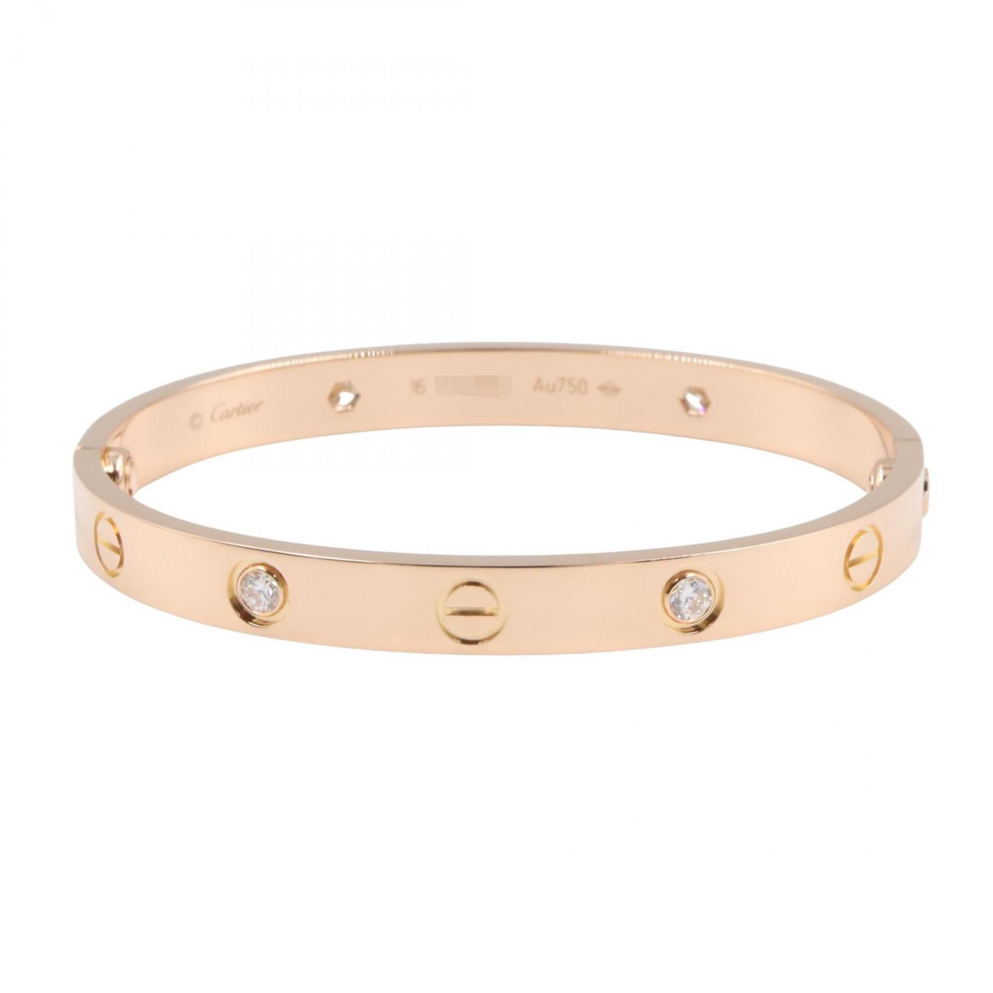 Cartier Love Bracelet 4PD in 18K Pink Gold with Diamonds, Women\'s, and Clear, B6070017
